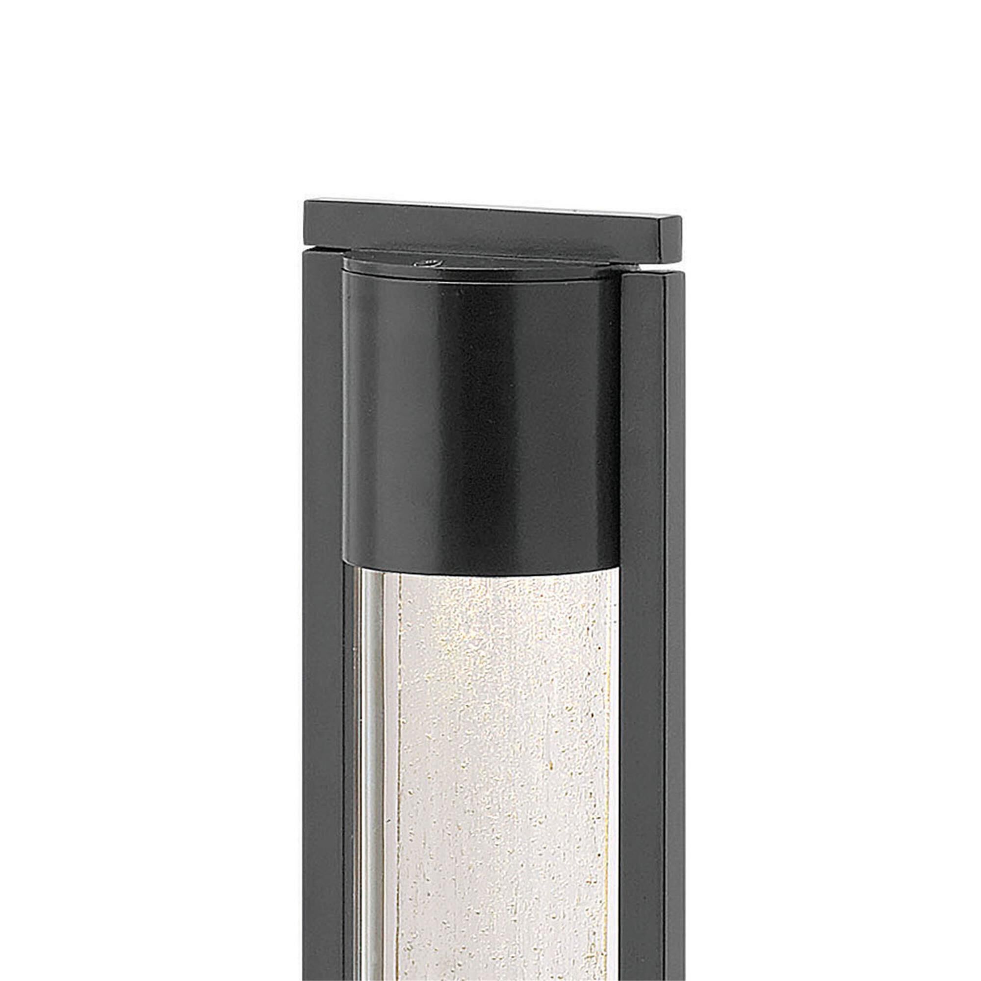 Shown in Black finish and Clear Acrylic And Seedy glass