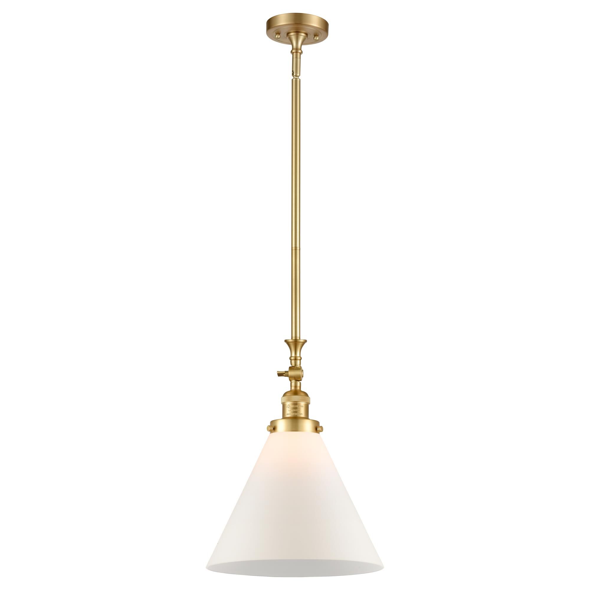 Shown in Satin Gold finish and Frosted glass