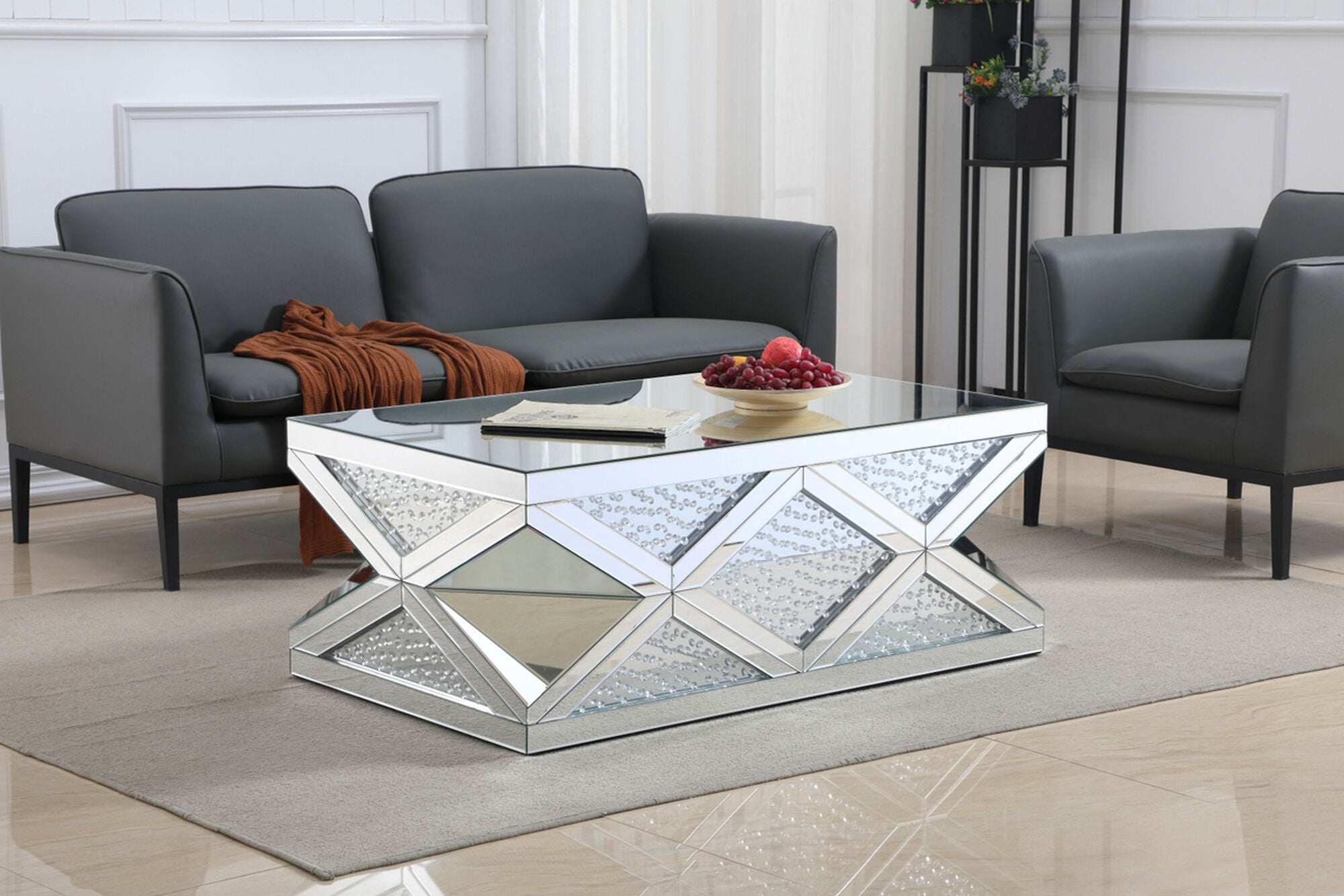 Shown in Clear Mirror finish and Royal Cut - Clear crystal