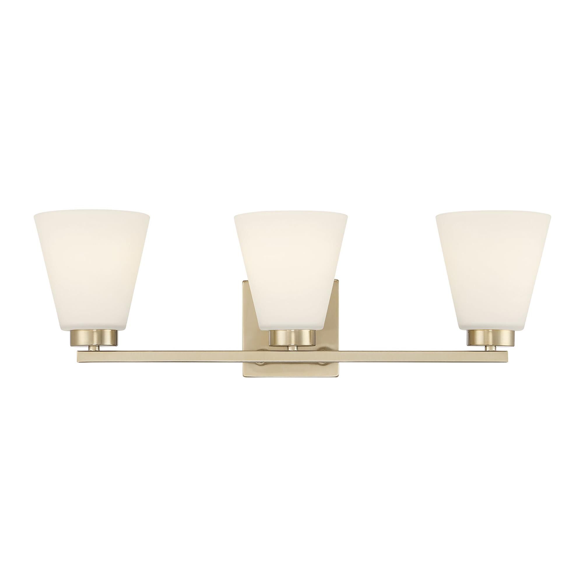 Shown in Modern Gold finish and White Frosted glass