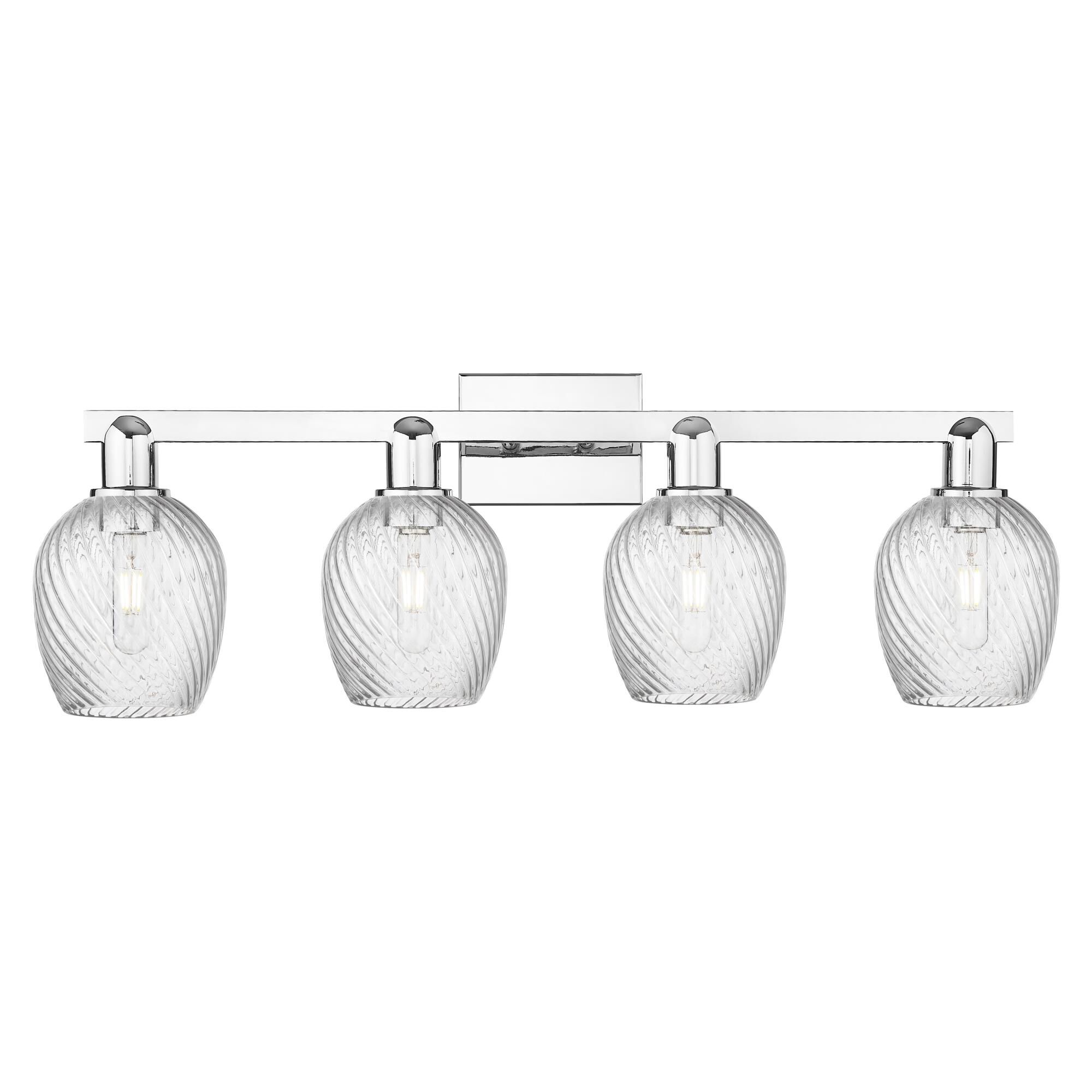 Shown in Polished Chrome finish and Clear Spiral Fluted glass