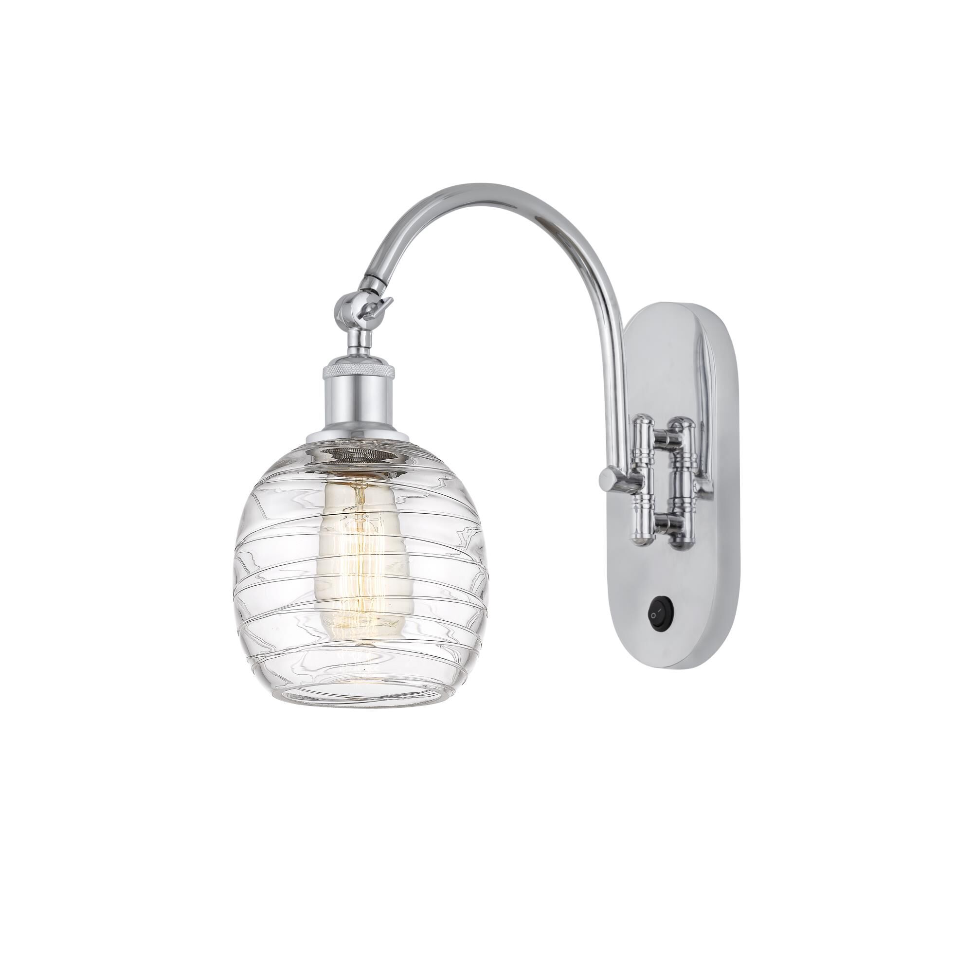 Shown in Polished Chrome finish and Deco Swirl glass