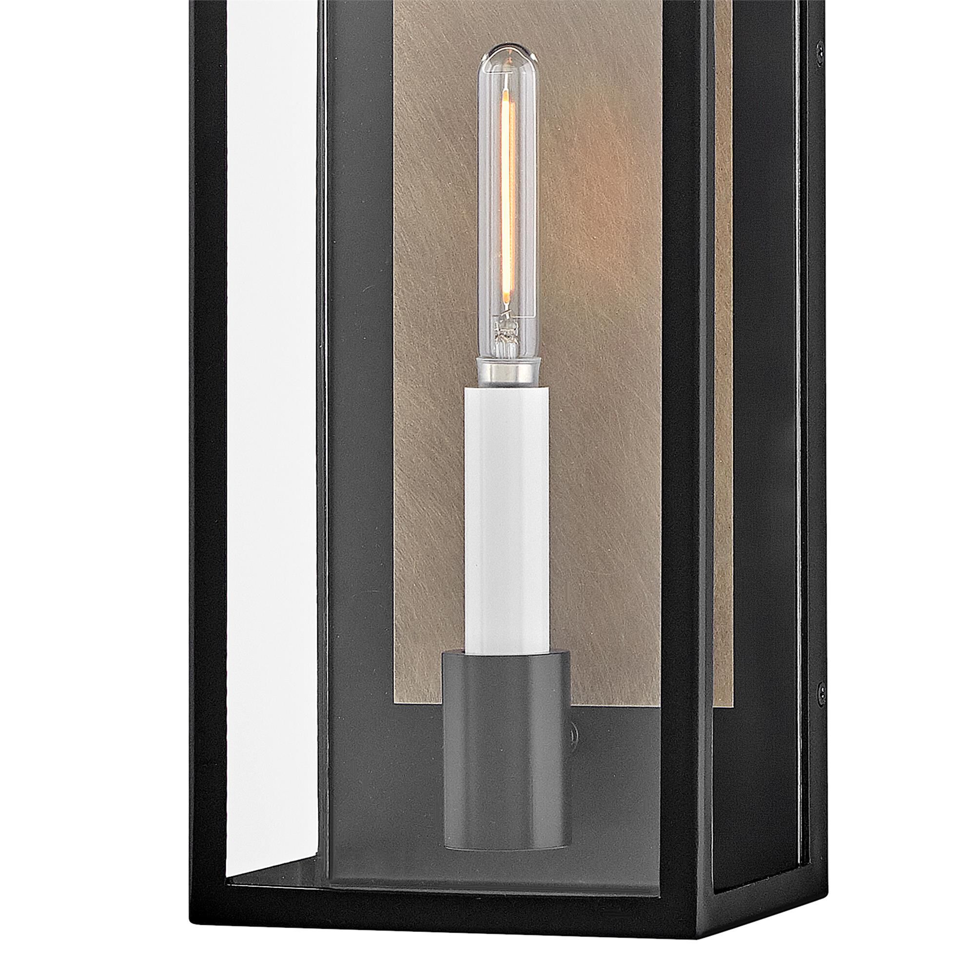 Shown in Black finish and Clear glass and Burnished Bronze accent