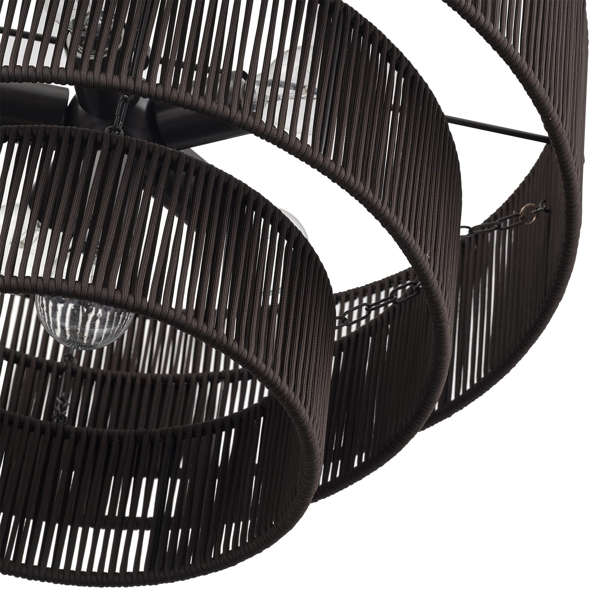 Shown in English Bronze finish and Hand-Woven Dark Chocolate Color Polyester Rope shade