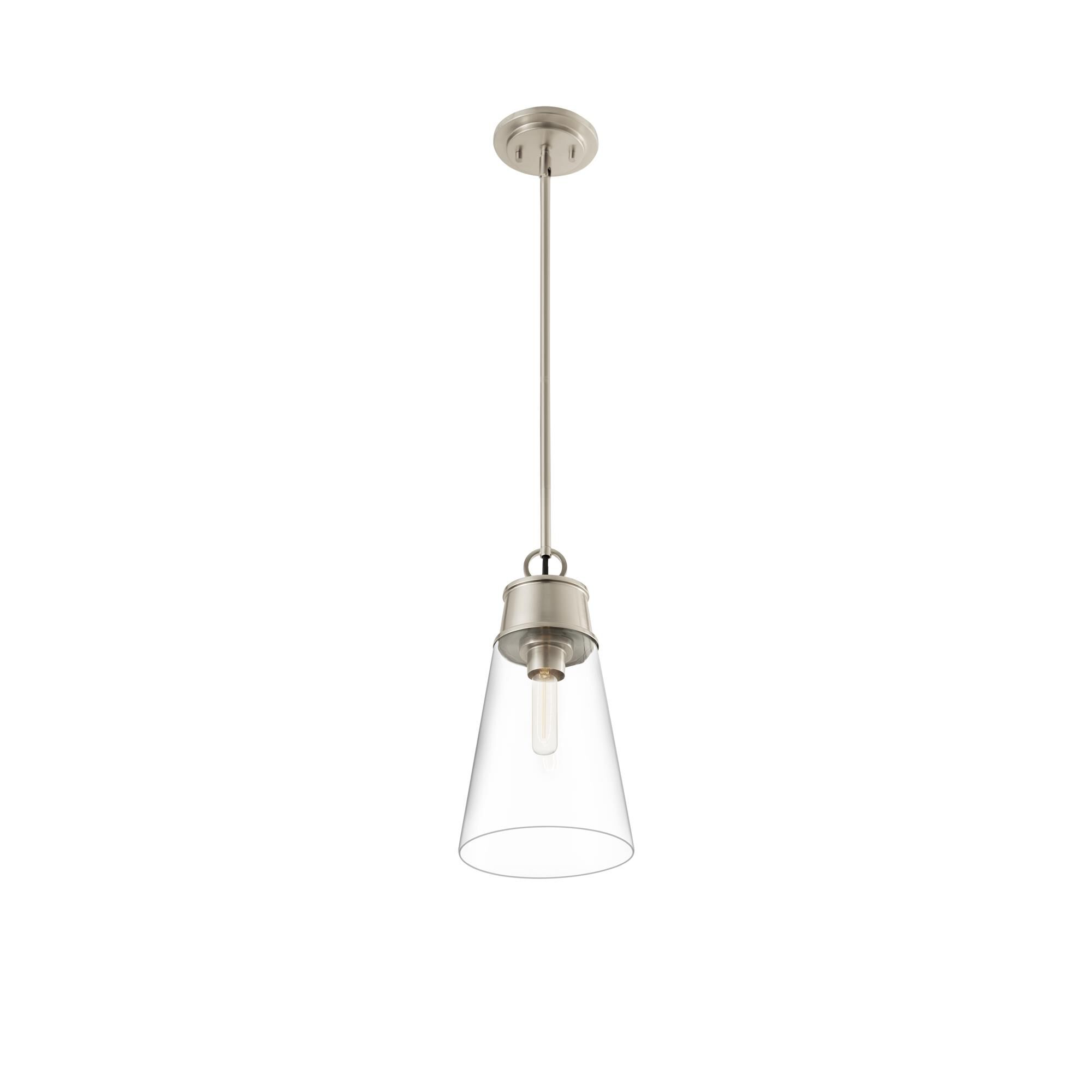 Shown in Brushed Nickel finish and Glass shade