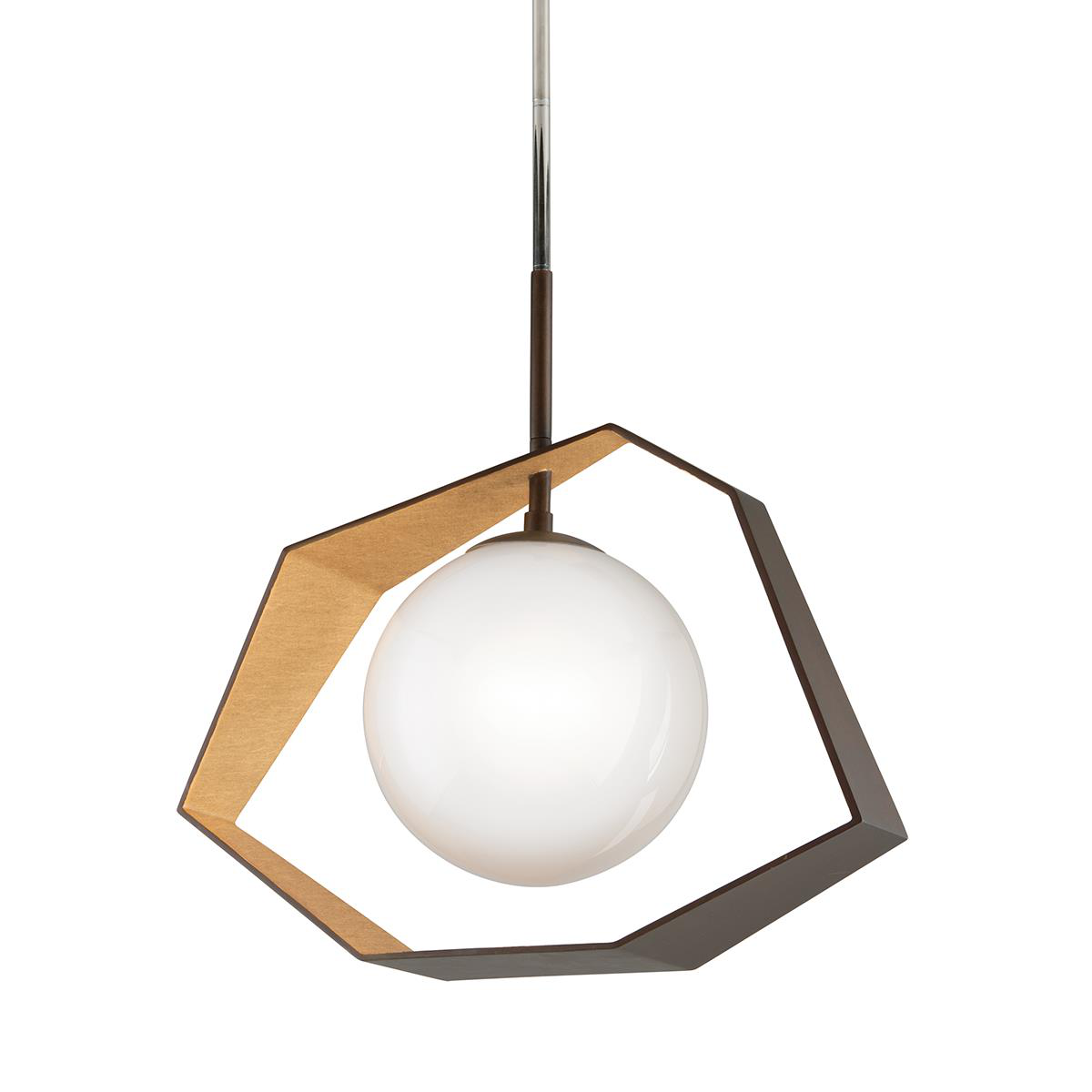 Shown in Bronze with Gold Leaf finish and Frosted Clear glass