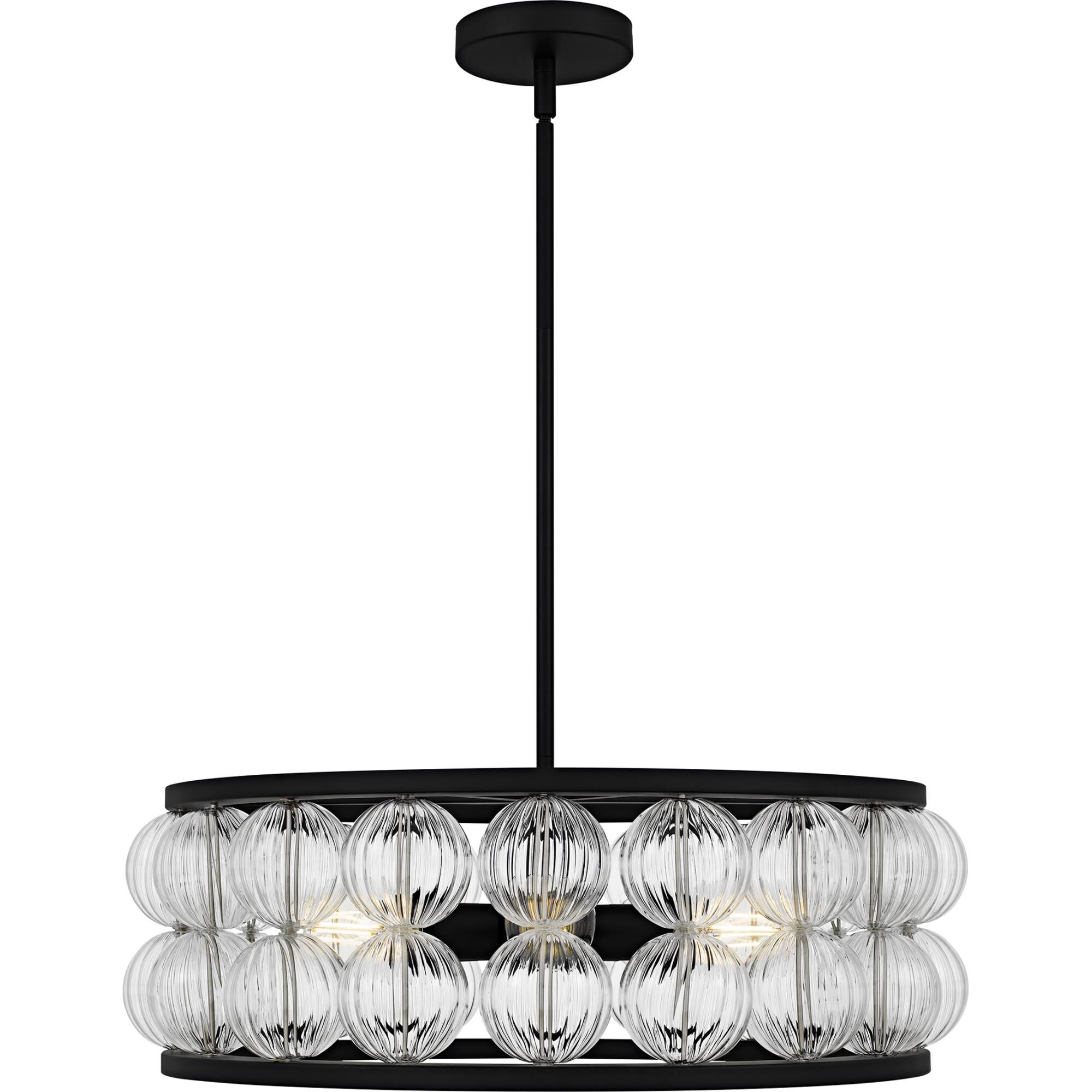 Shown in Matte Black finish and Clear Ribbed Glass shade