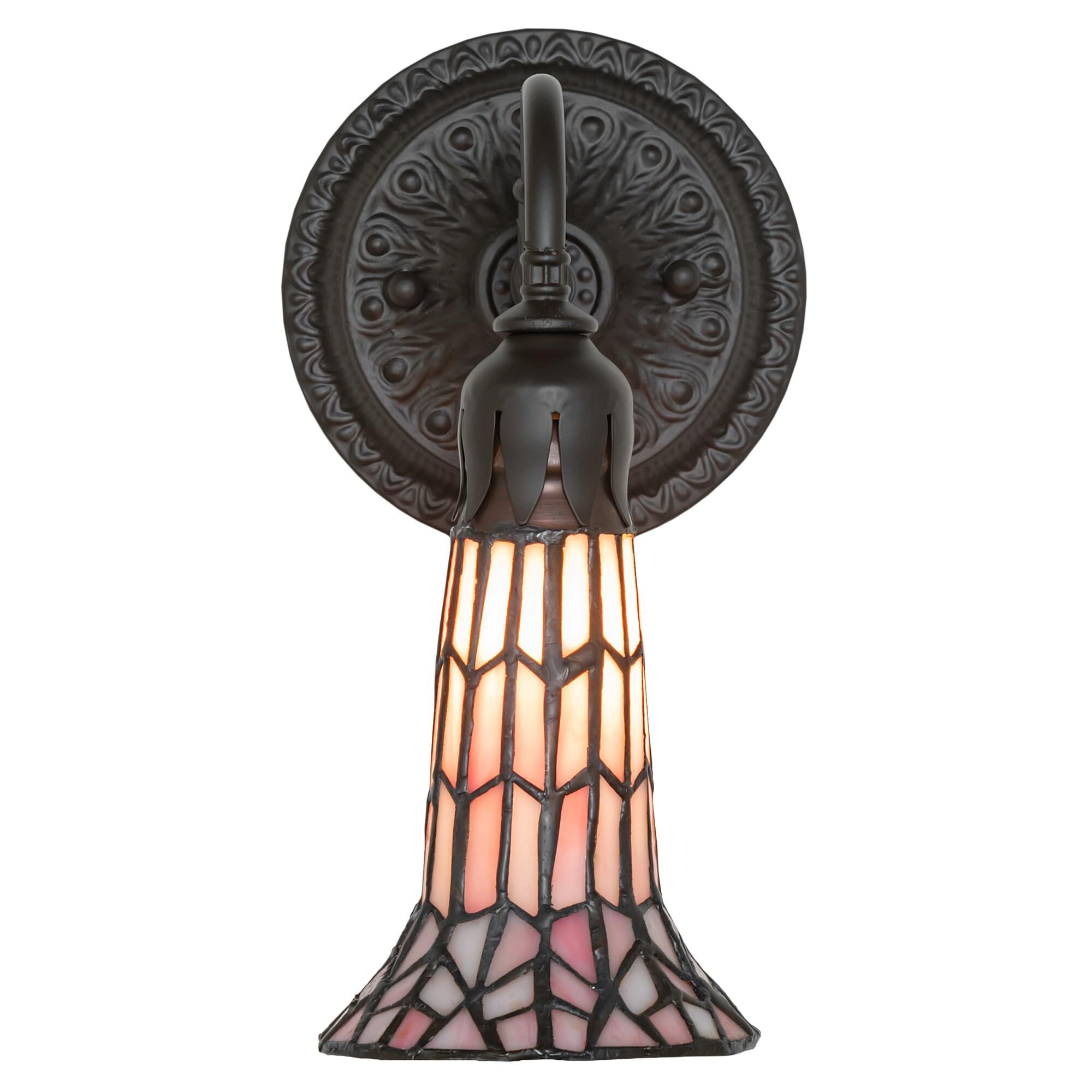 Shown in Oil Rubbed Bronze finish and Pink glass