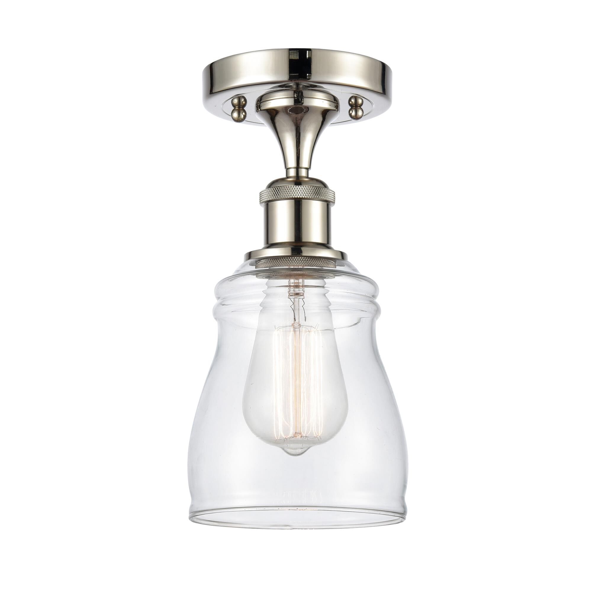 Shown in Polished Nickel finish and Bell glass and Glass shade