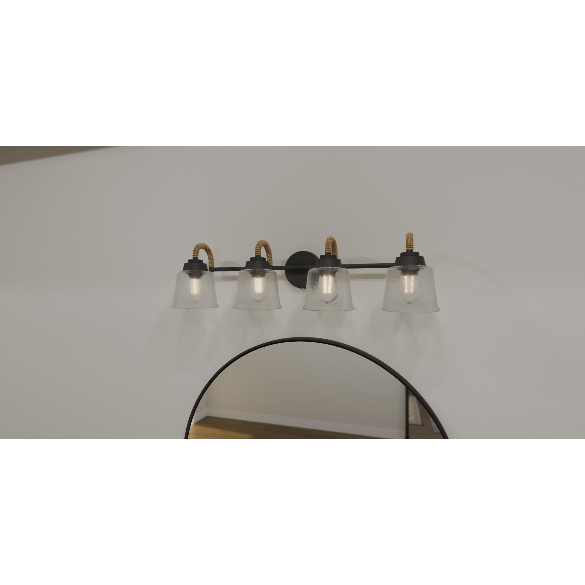 Shown in Matte Black finish and Clear Hammered glass