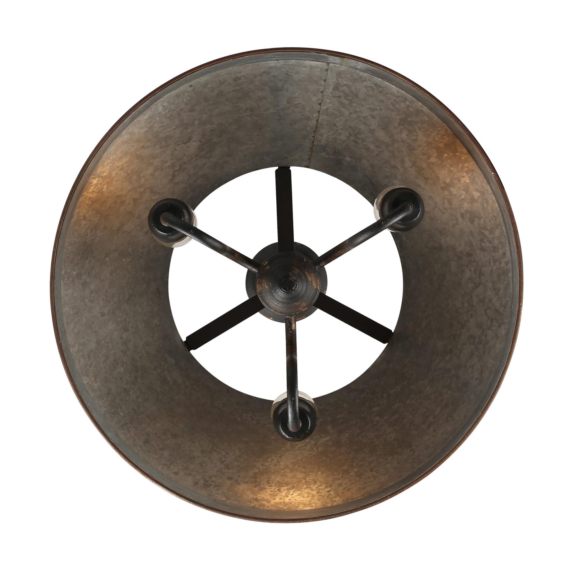 Shown in Antique Black Iron finish and Gray shade
