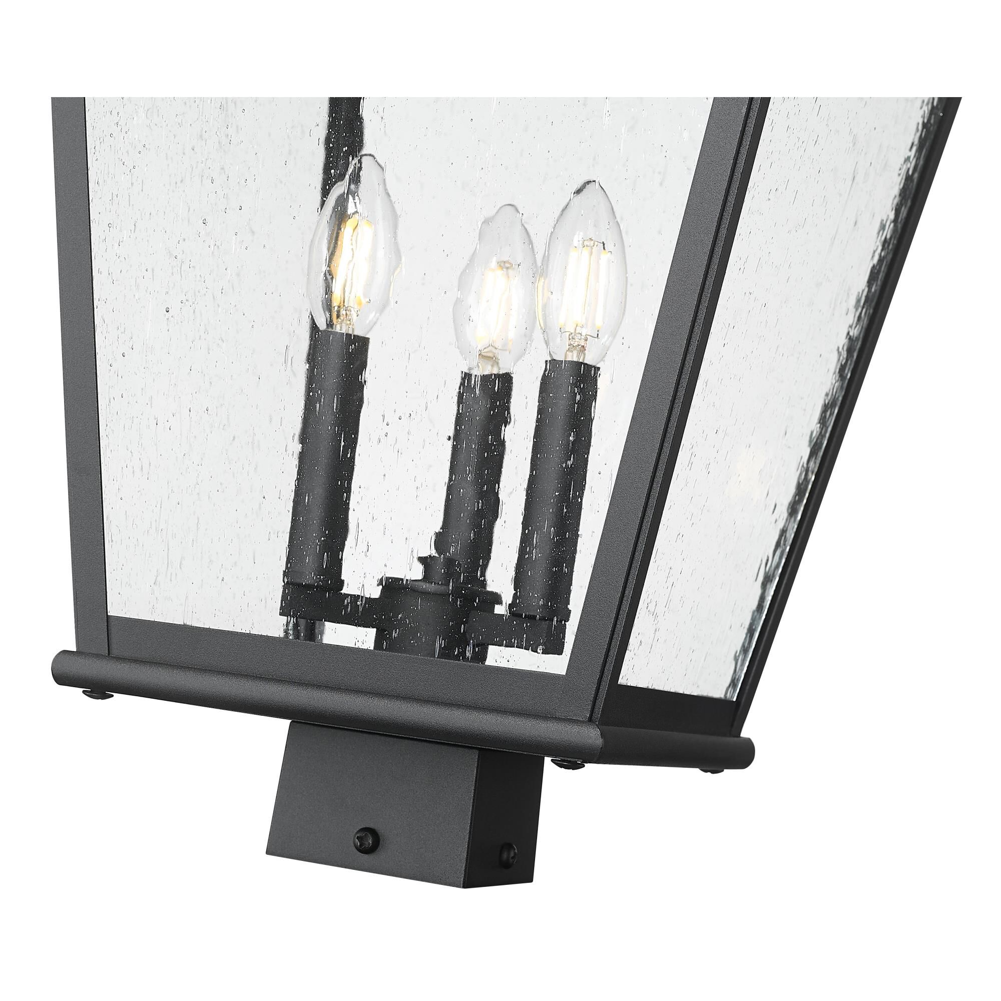 Shown in Sand Black finish and Clear Seedy glass