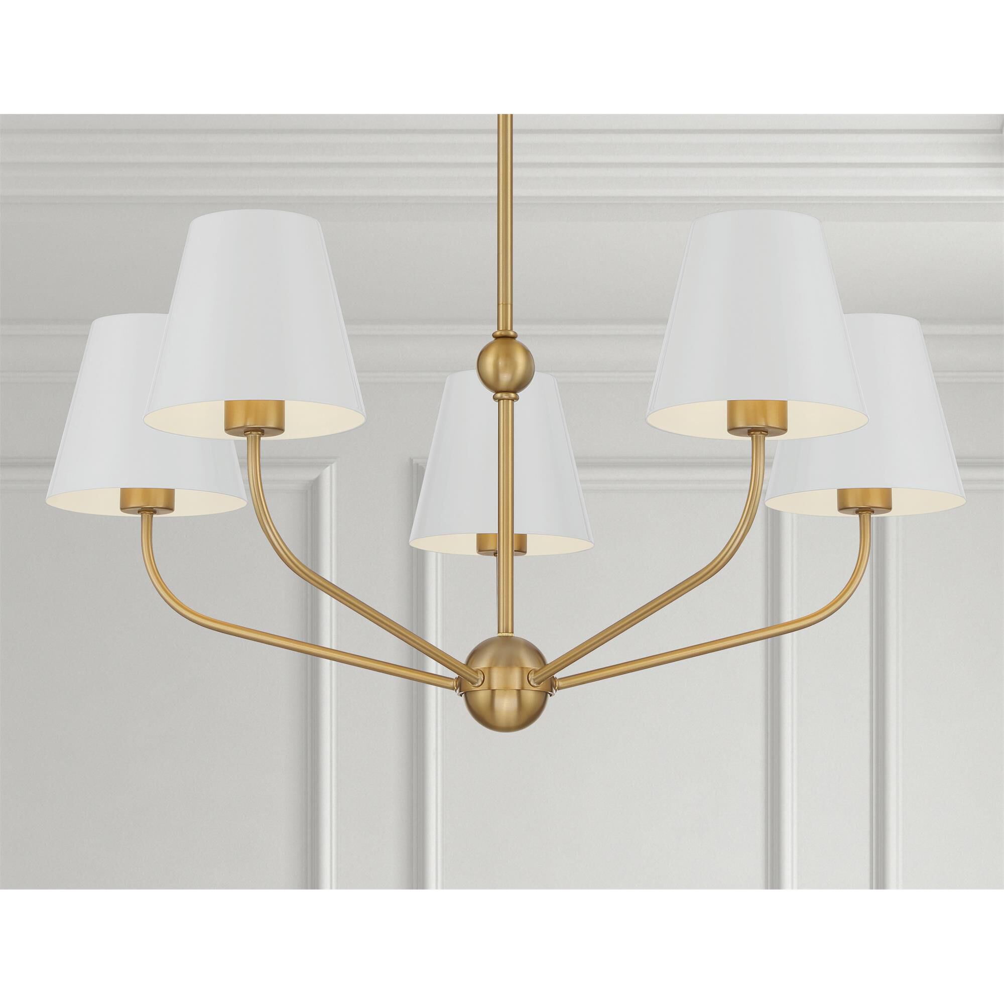 Shown in Vibrant Gold and White finish and Steel shade