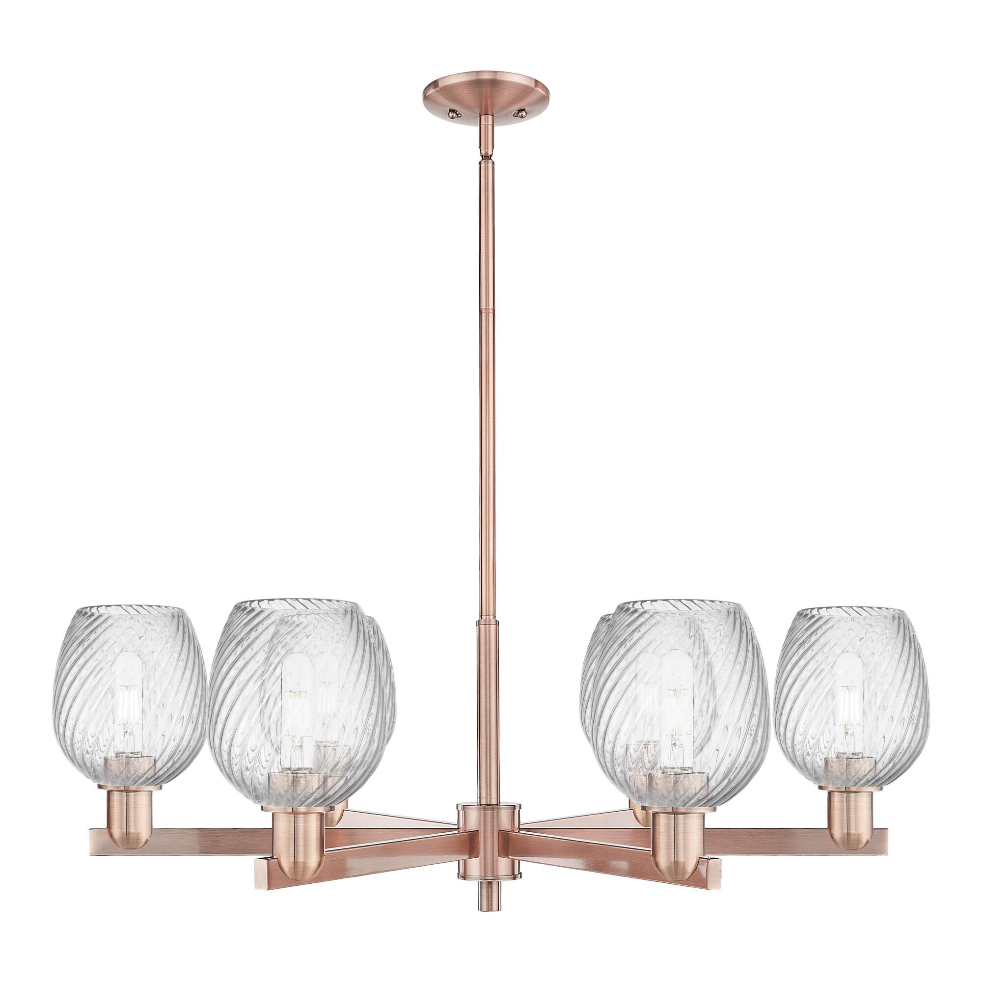 Shown in Antique Copper finish and Clear Spiral Fluted glass