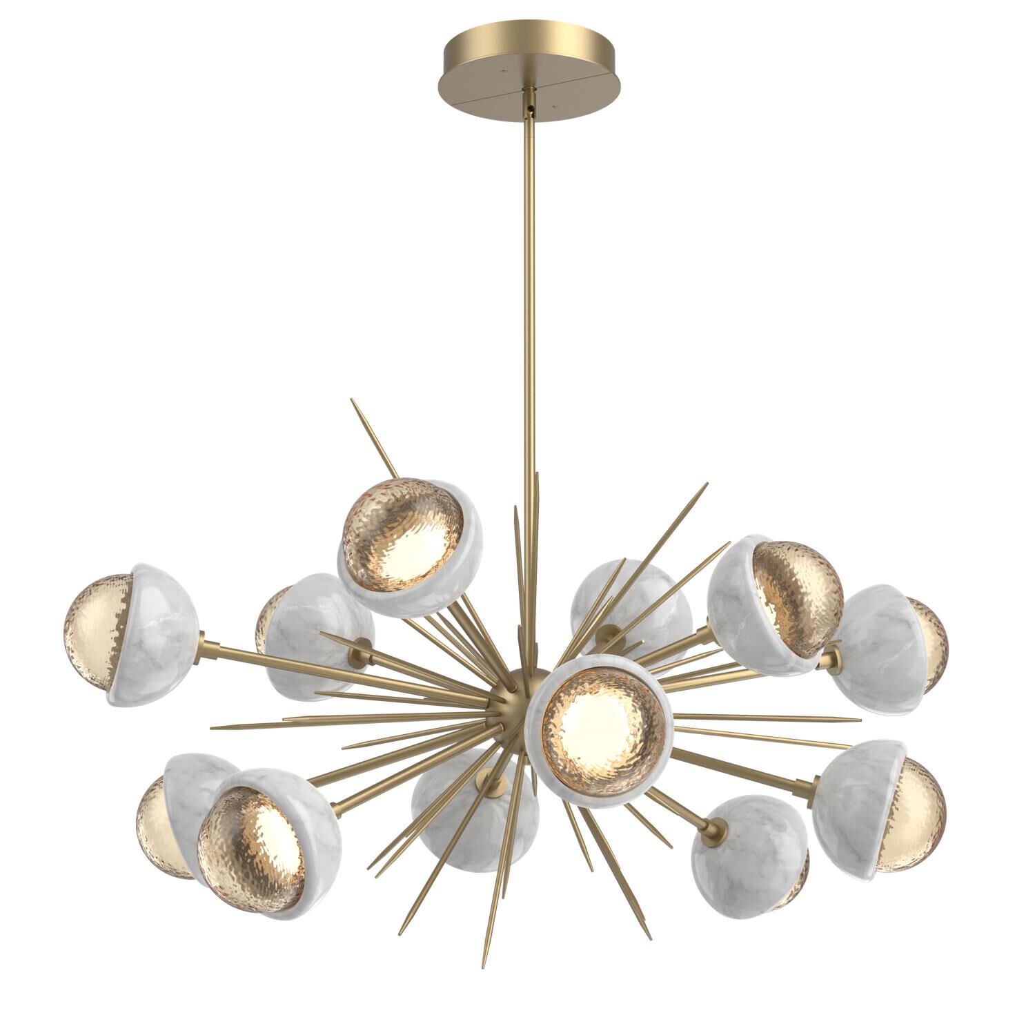 Shown in Novel Brass finish and Amber glass and White Marble accent