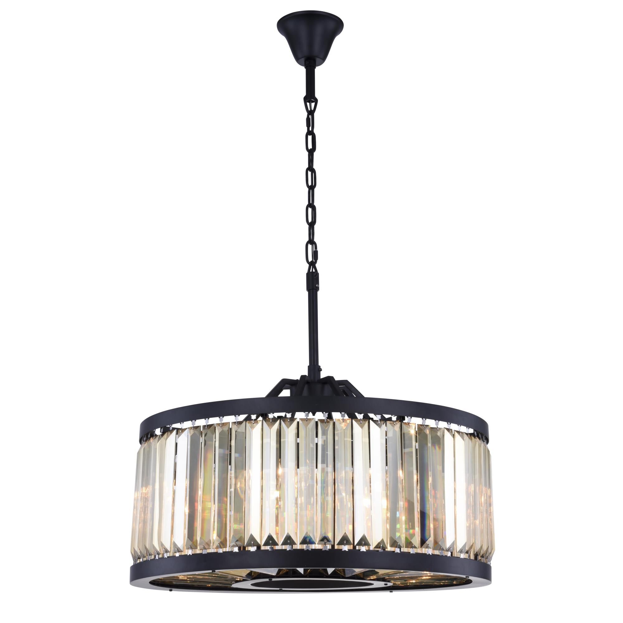 Shown in Matte Black finish and Royal Cut crystal and Golden Teak (Smoky) accent