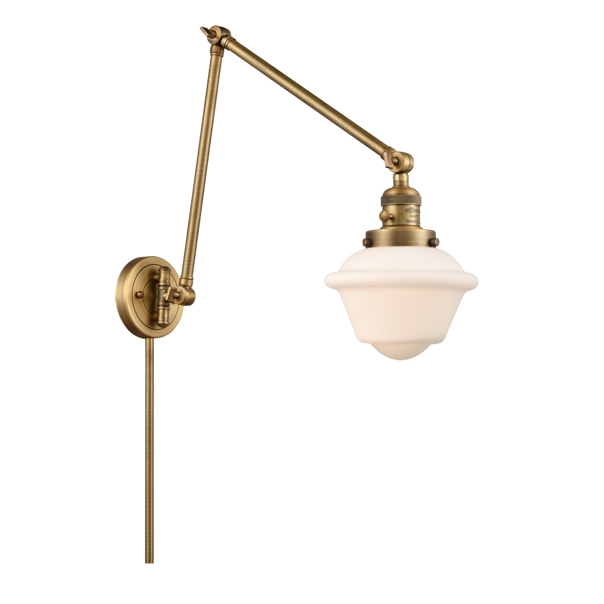 Shown in Brushed Brass finish and Matte White Cased Small Oxford glass