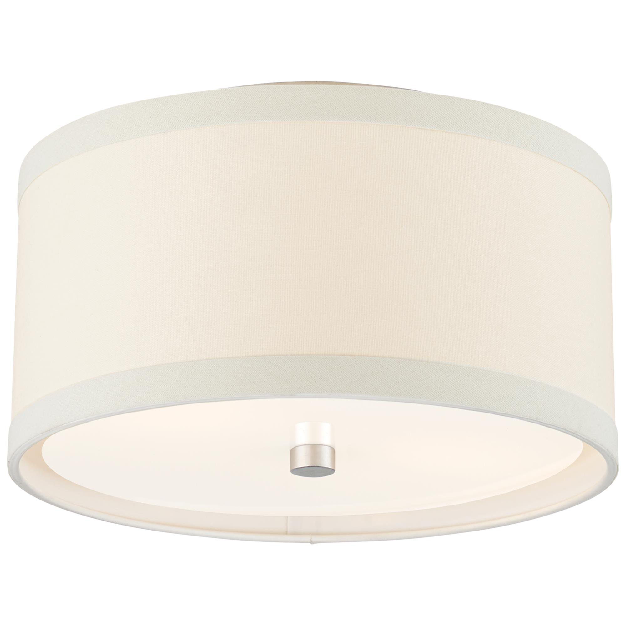 Shown in Burnished Silver Leaf finish and Cream Linen shade