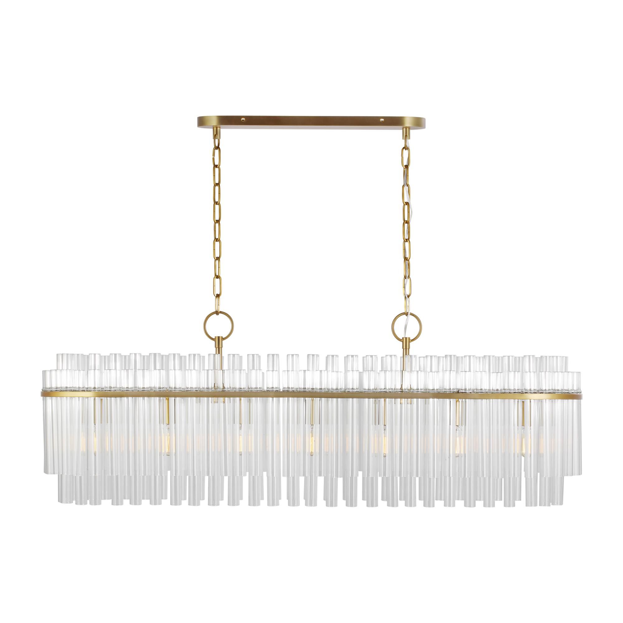 Shown in Burnished Brass finish and Clear Tubes glass