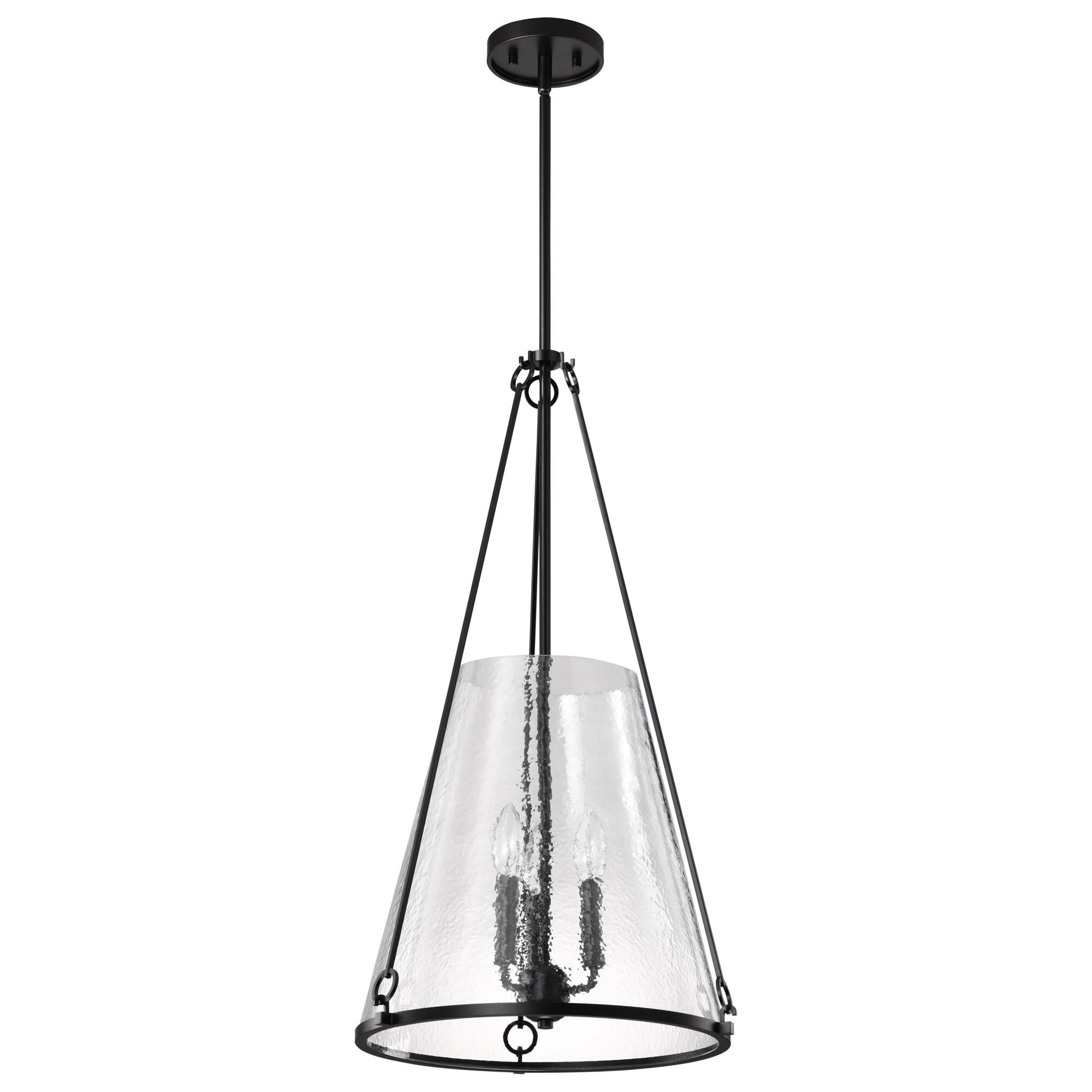 Shown in Black finish and Hammered glass and Hammered shade