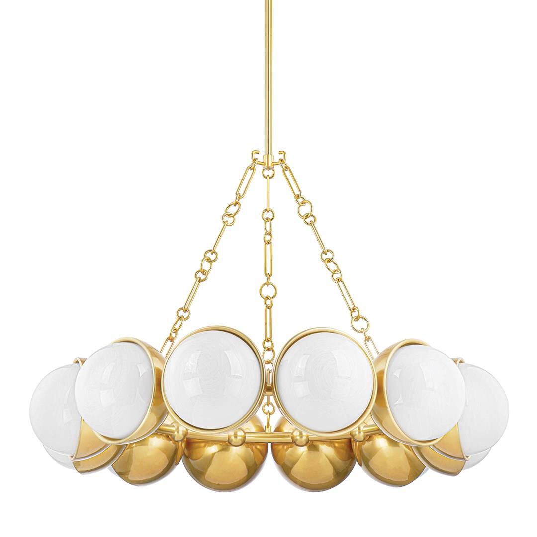 Shown in Vintage Polished Brass finish and Cloud, Inside Etched glass