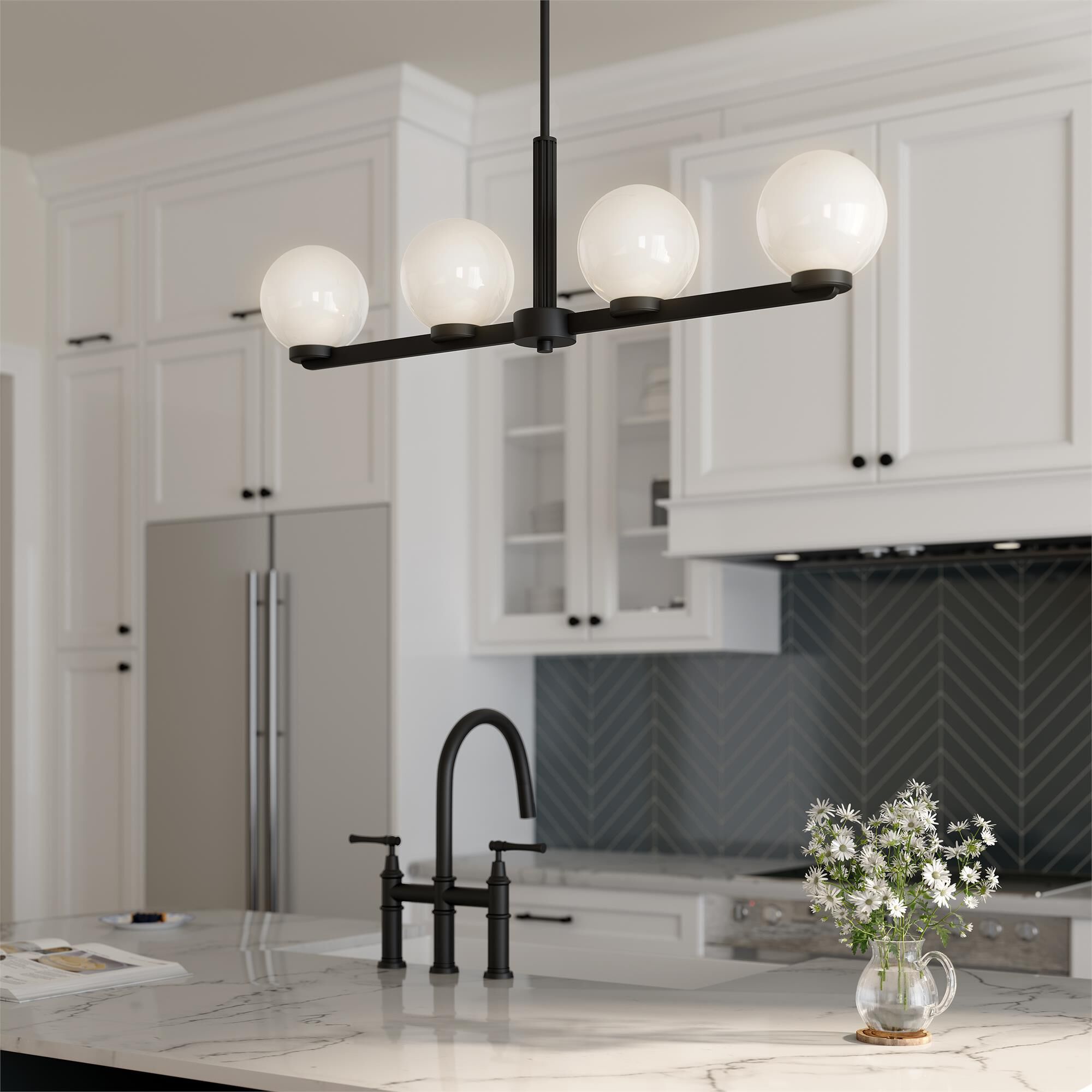 Shown in Matte Black finish and Shiny Opal glass