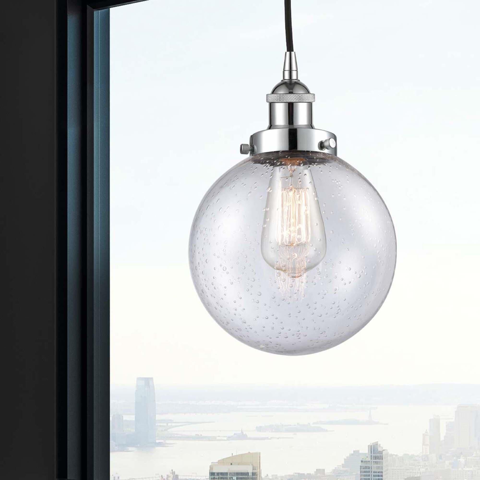 Shown in Polished Chrome finish and Seedy Beacon glass