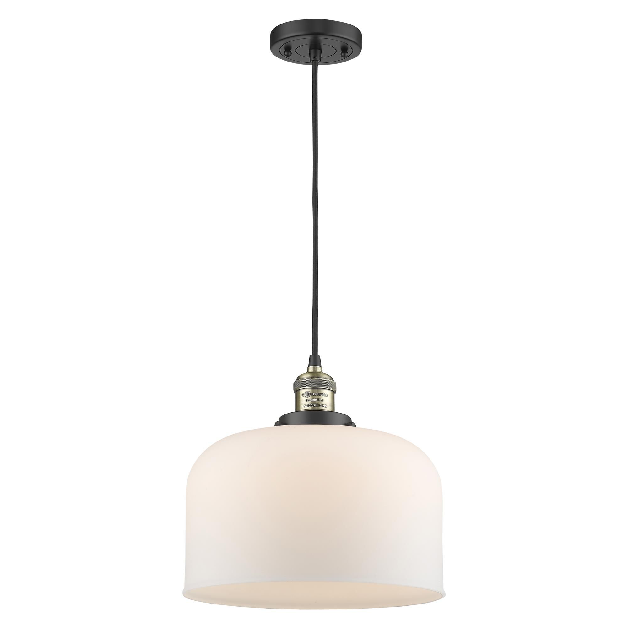 Shown in Black Antique Brass finish and Frosted glass