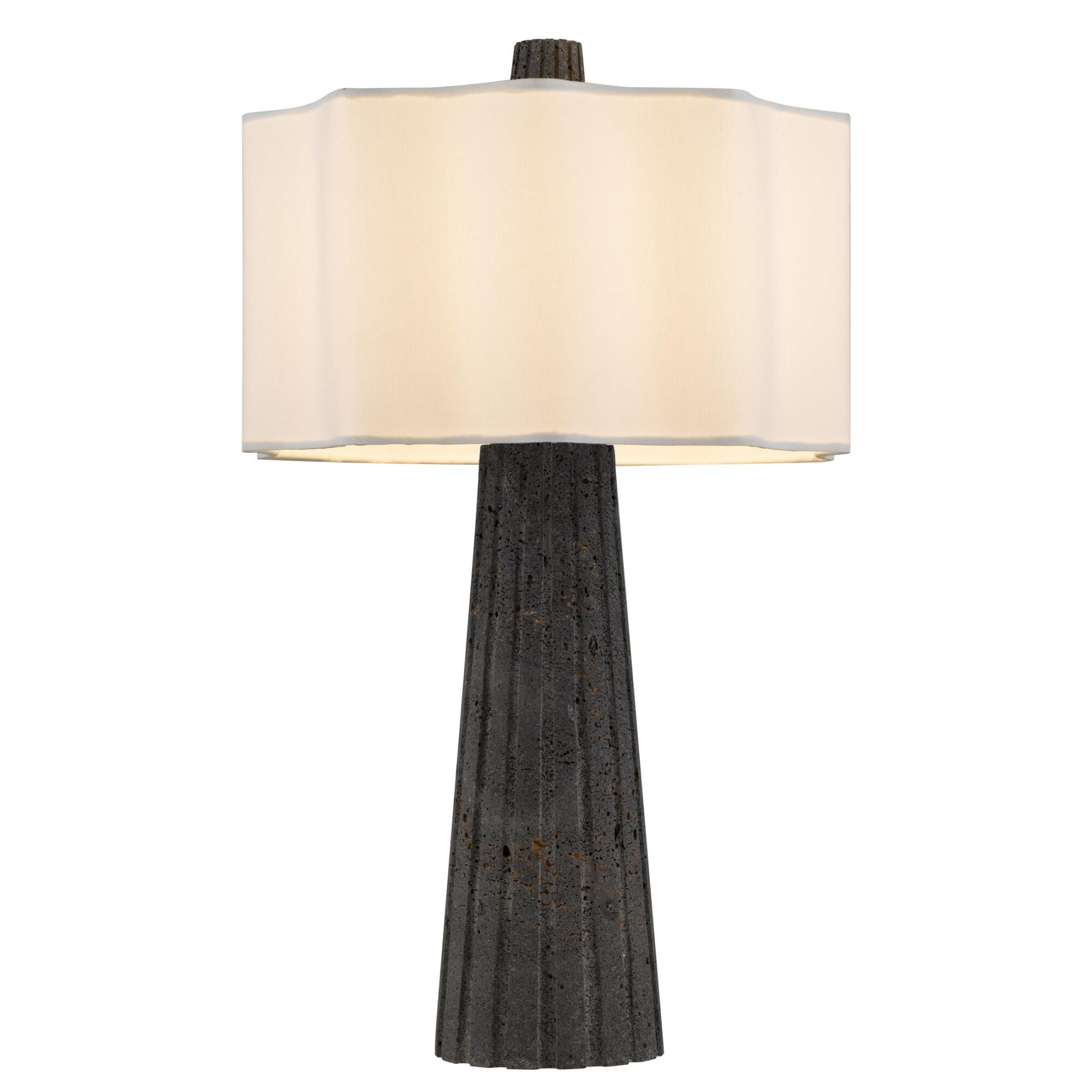 Shown in Matte Black finish and Fabric shade