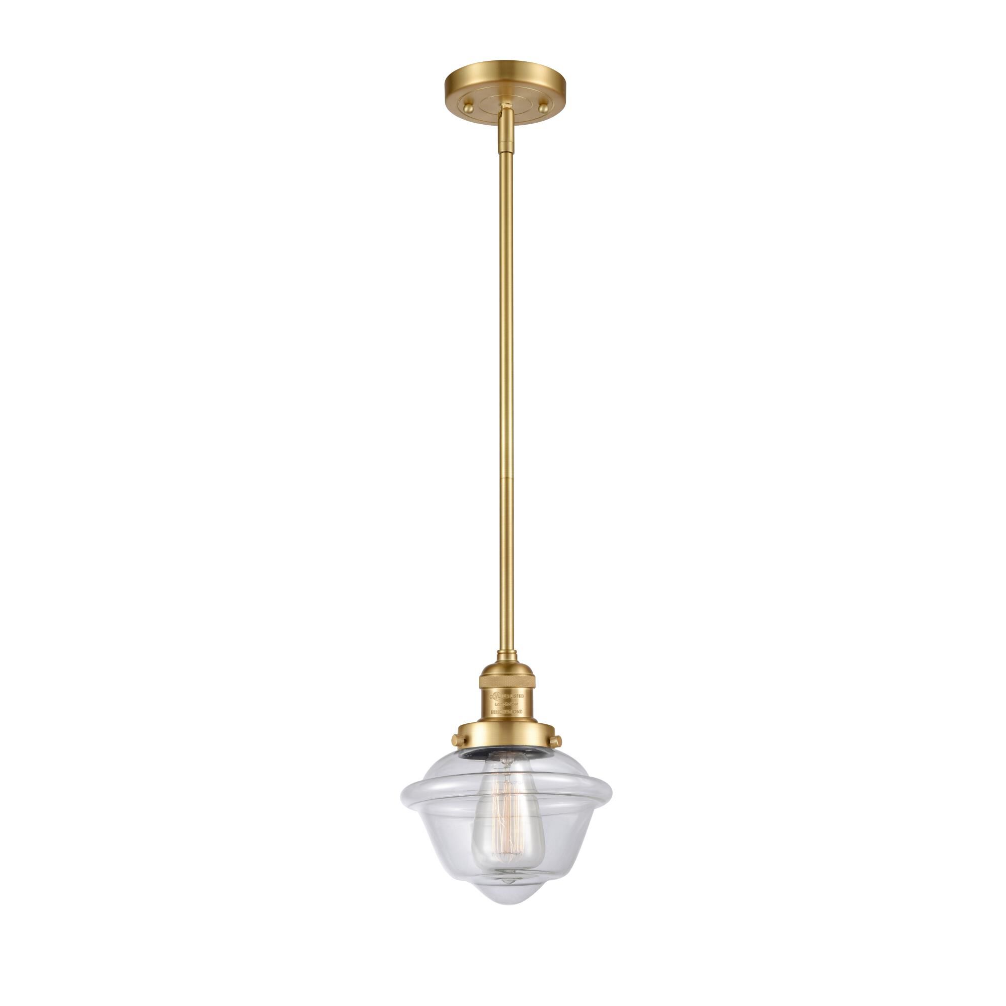Shown in Satin Gold finish and Clear Small Oxford glass