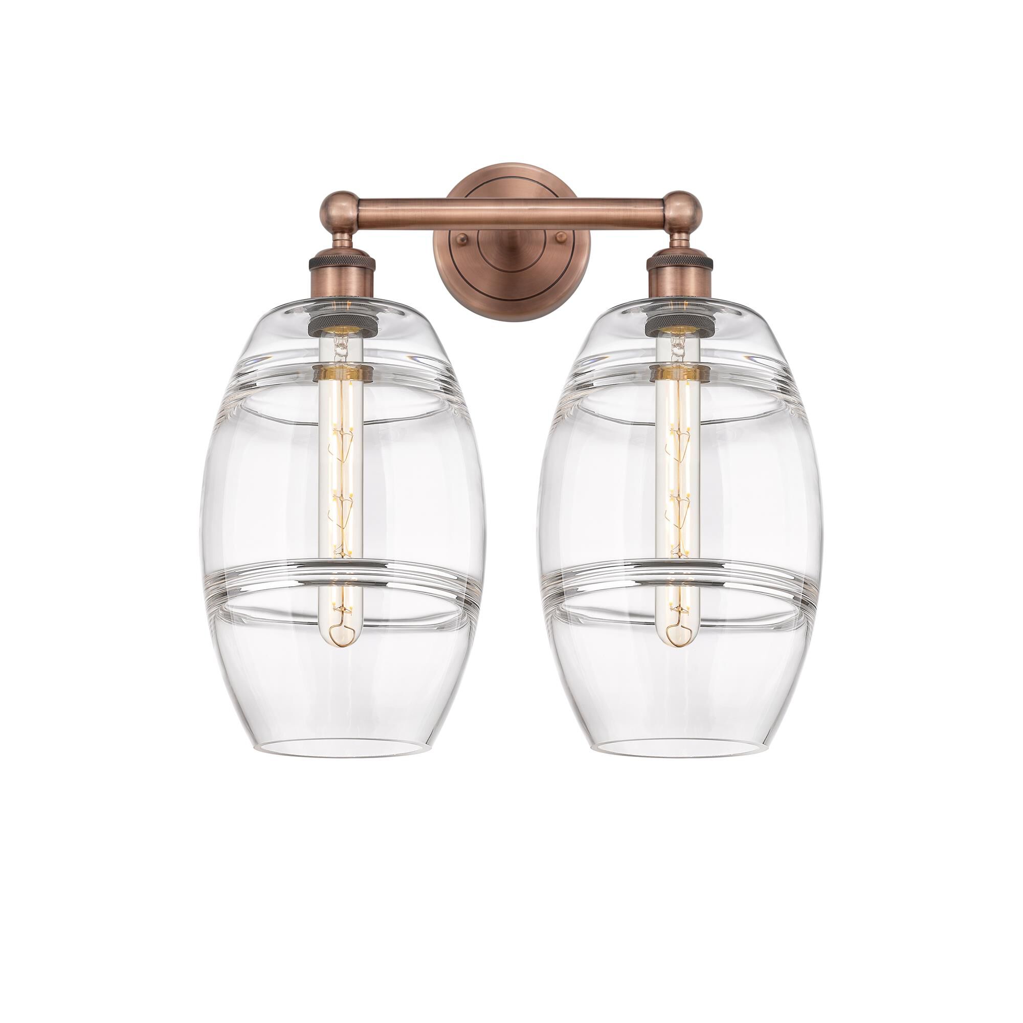 Shown in Antique Copper finish and Clear glass
