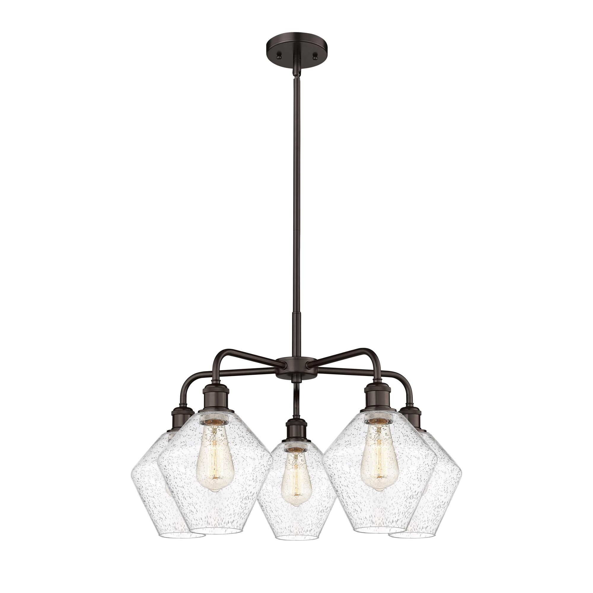 Shown in Oil Rubbed Bronze finish and Seedy glass