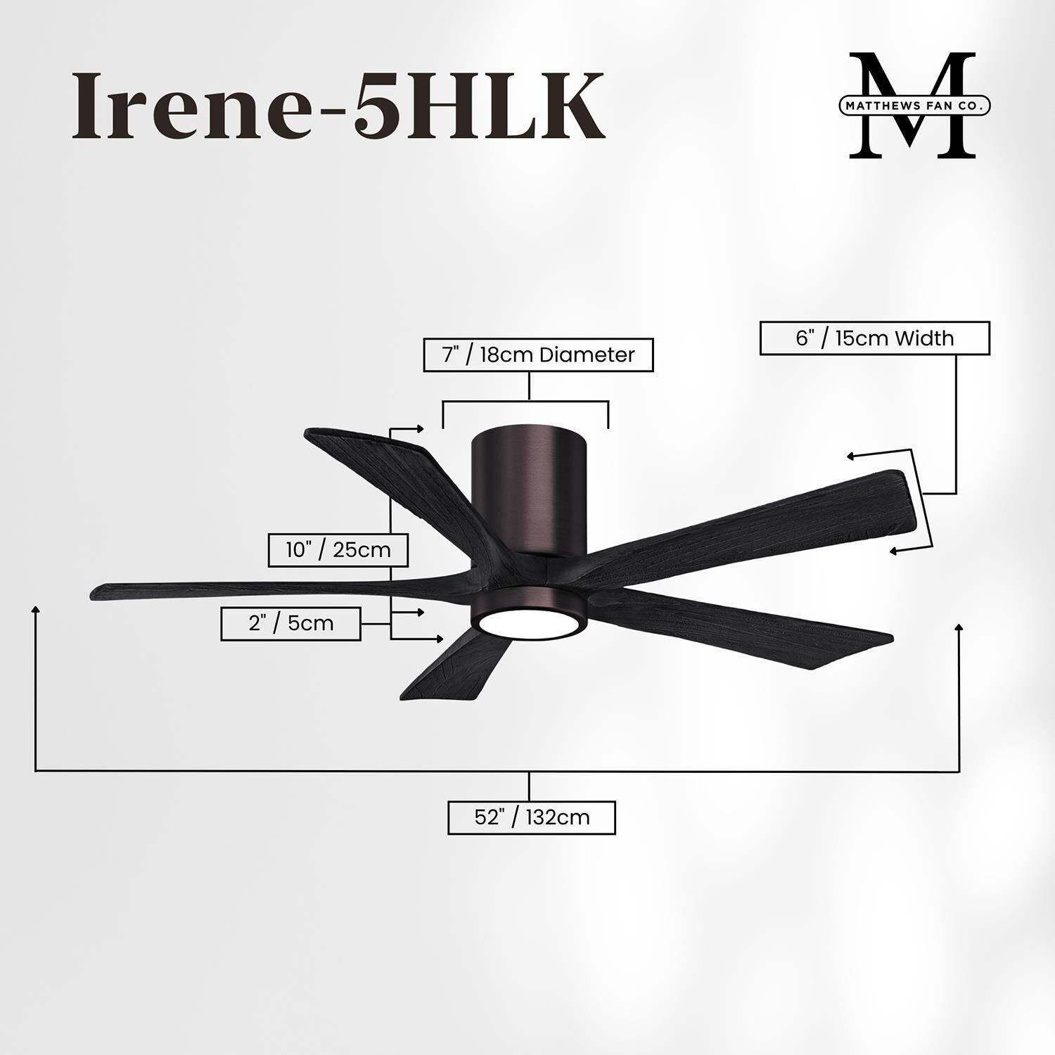 Irene 52 Inch Flush Mount Fan with Light Kit by Matthews Fan Company