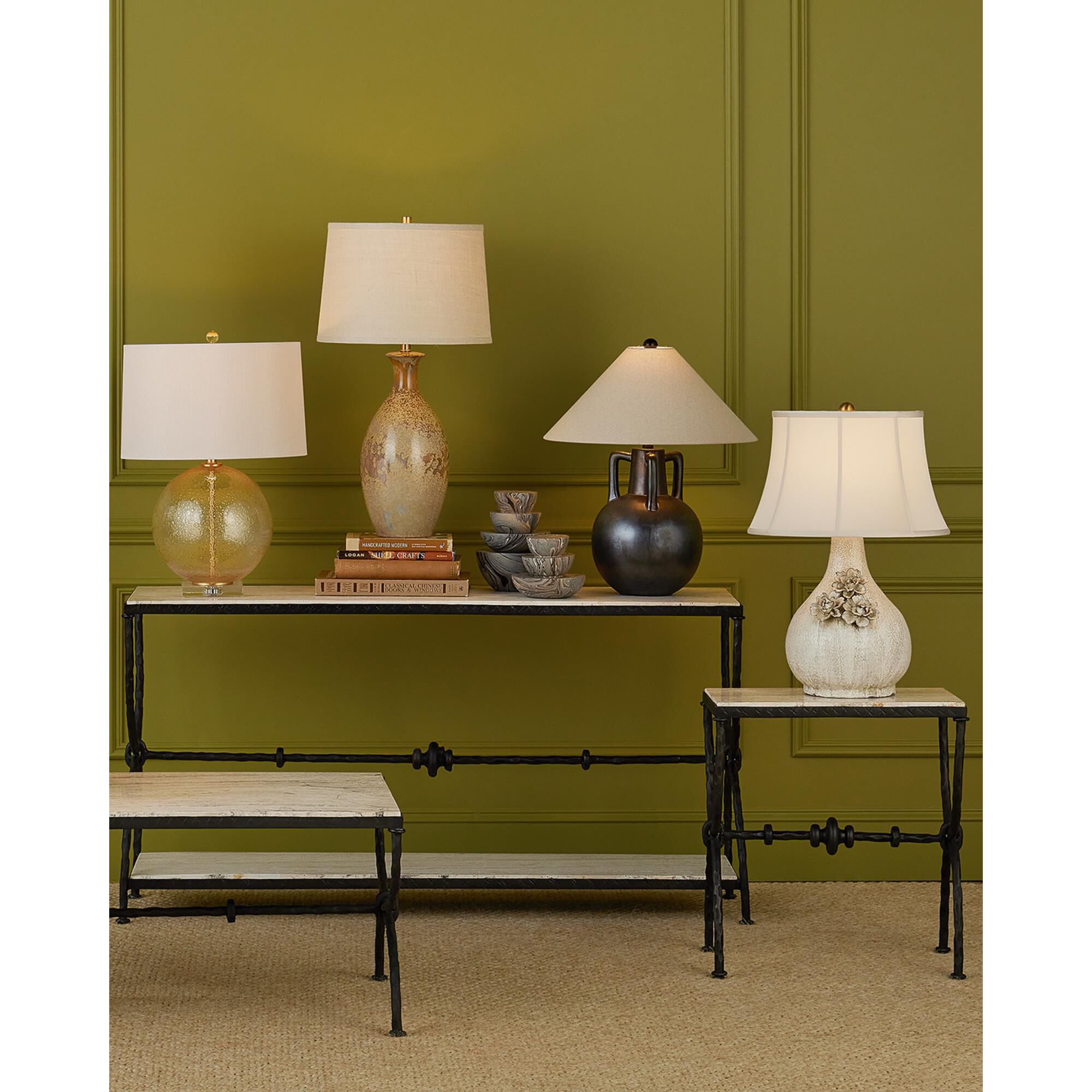 Shown in White finish and Beige Nylon shade