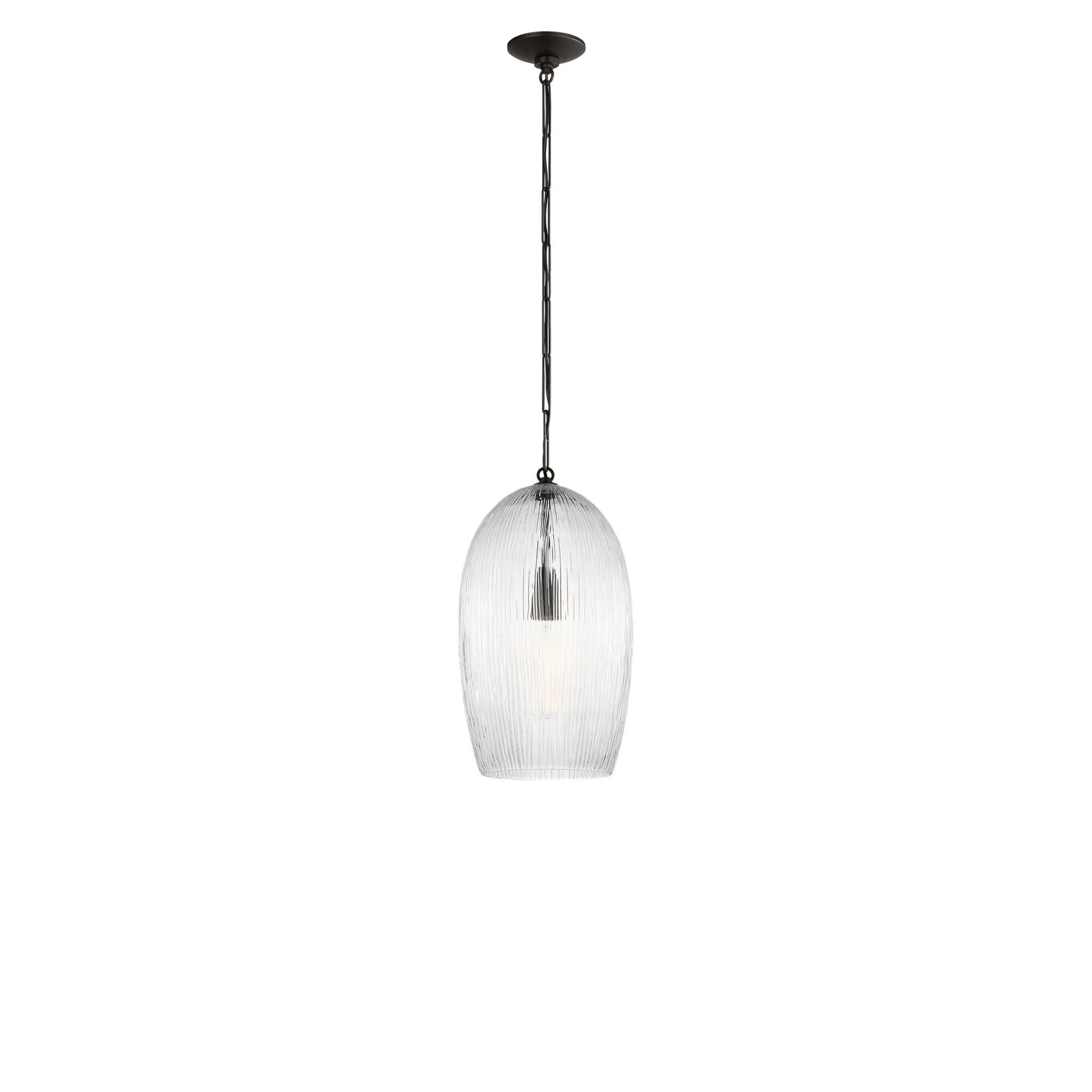 Shown in Aged Iron finish and Striped Clear glass