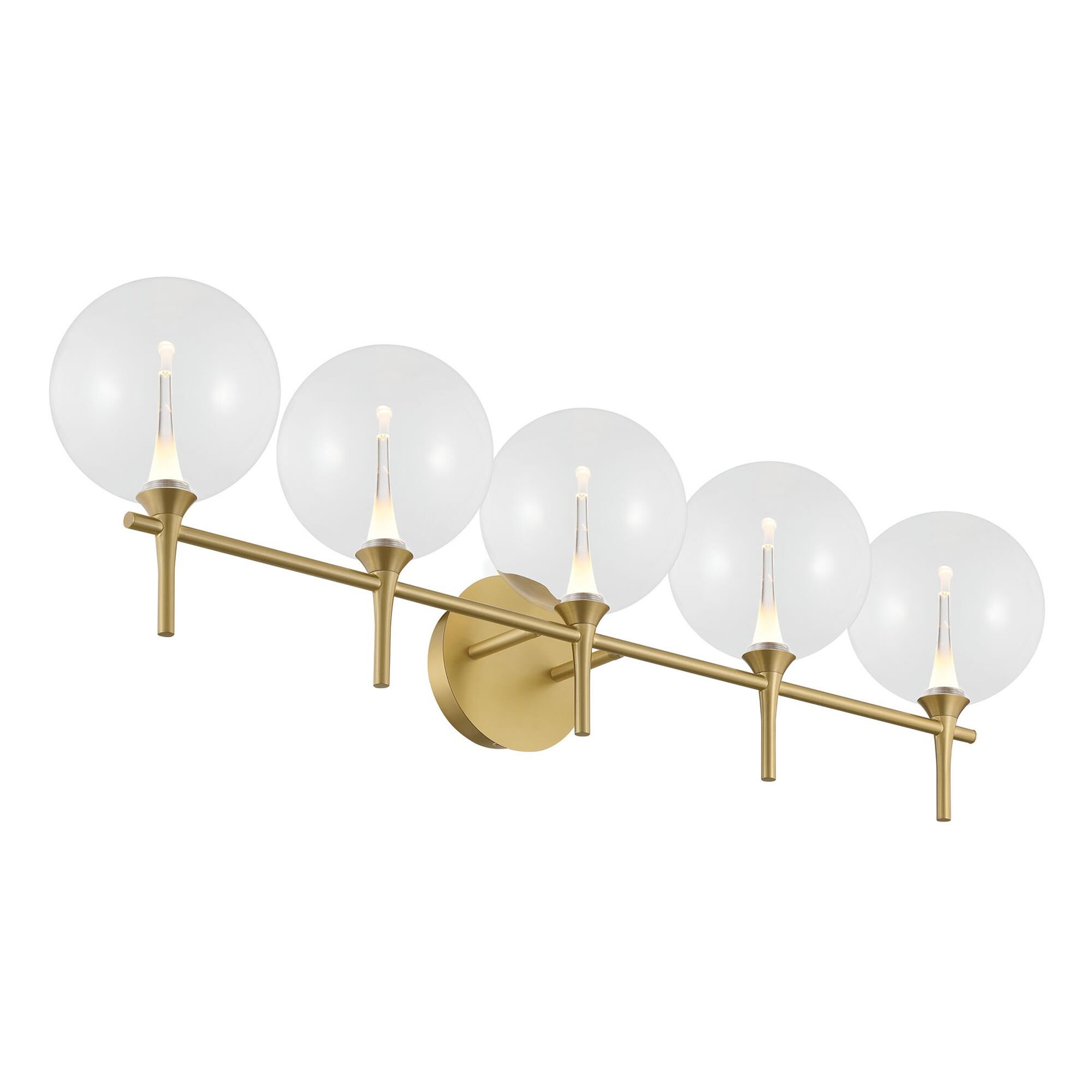 Shown in Gold finish and Clear glass