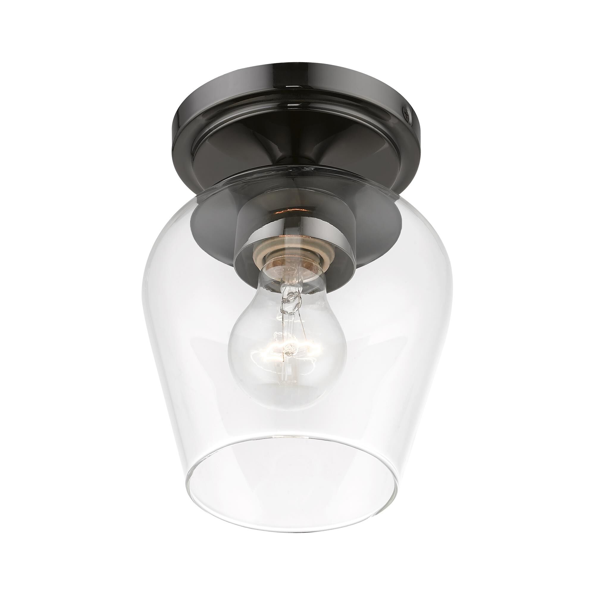 Shown in Black Chrome finish and Clear glass