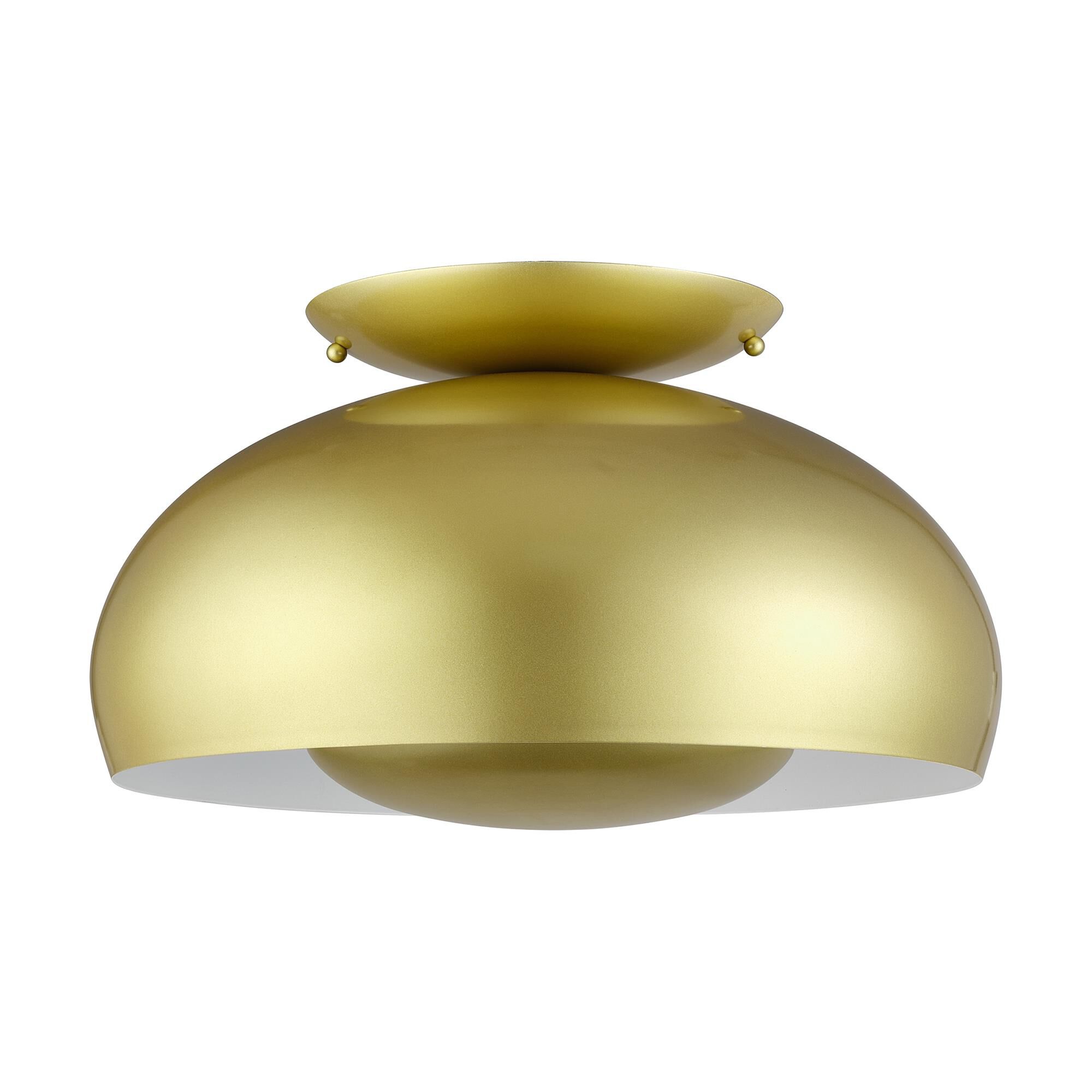 Shown in Soft Gold finish and Soft Gold Steel with Shiny White Inside shade