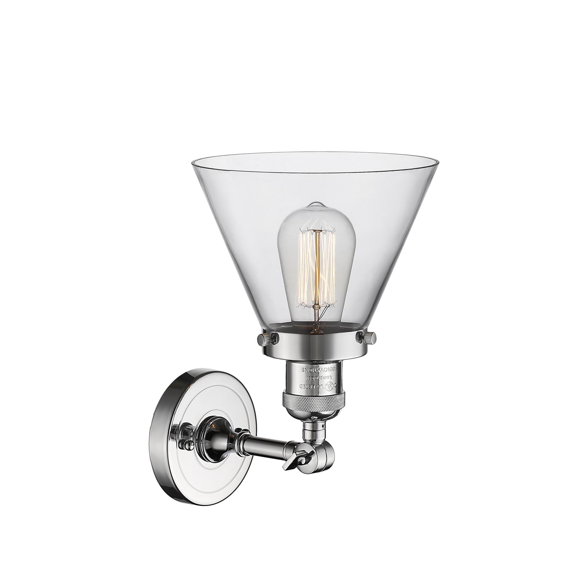 Shown in Polished Chrome finish and Clear glass