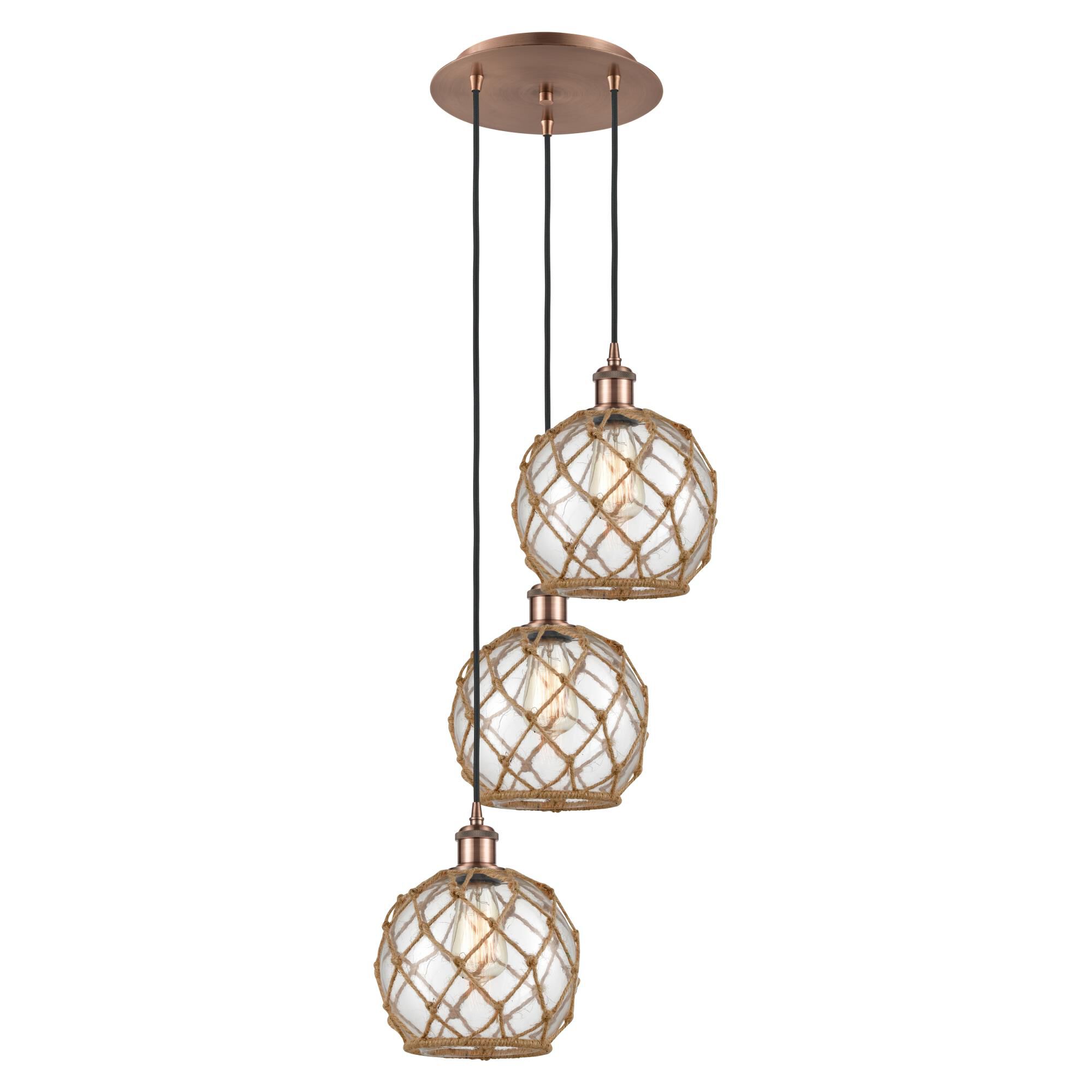 Bruno Marashlian Farmhouse Rope 15 Inch Multi Light Pendant by Innovations Lighting