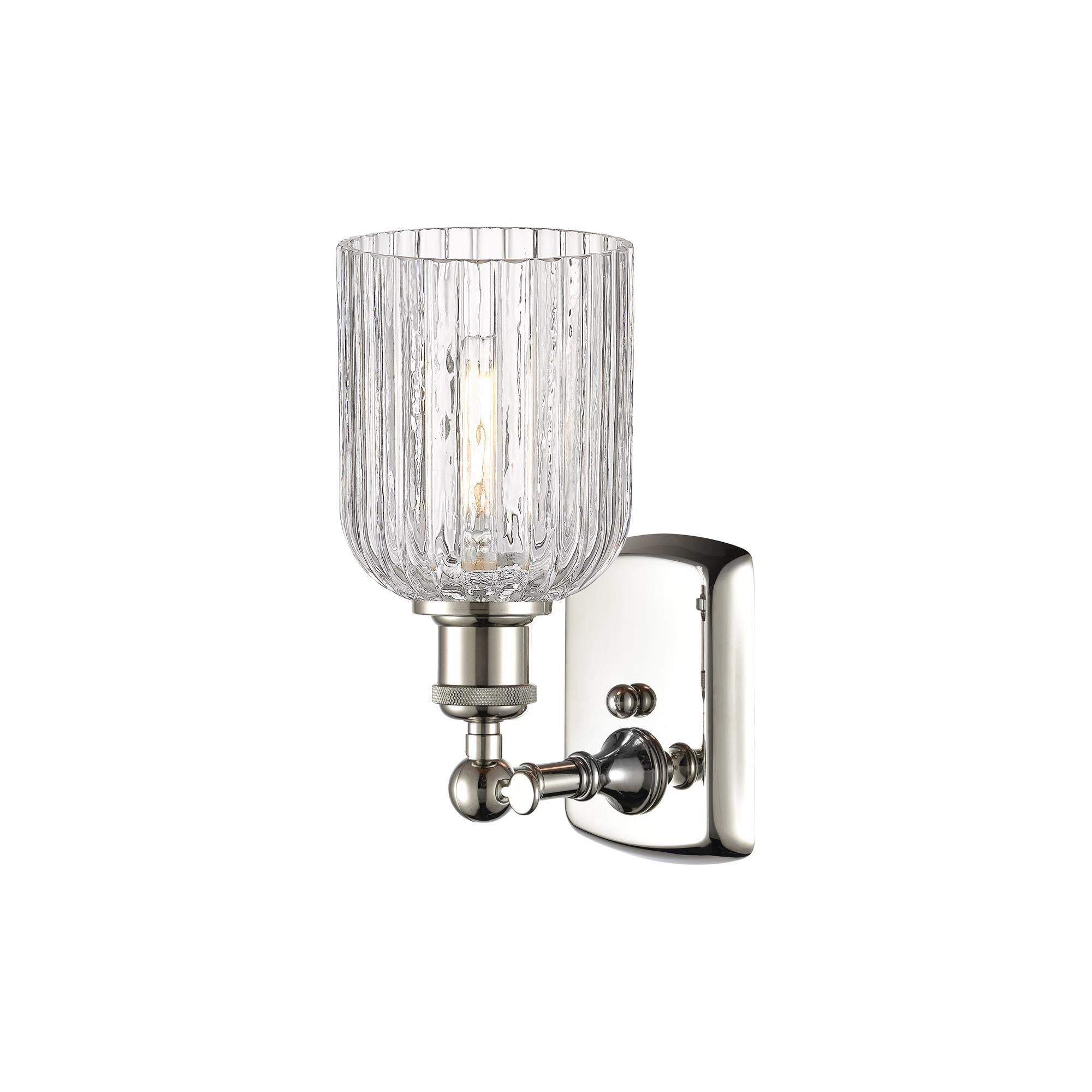 Shown in Polished Nickel finish and Clear glass