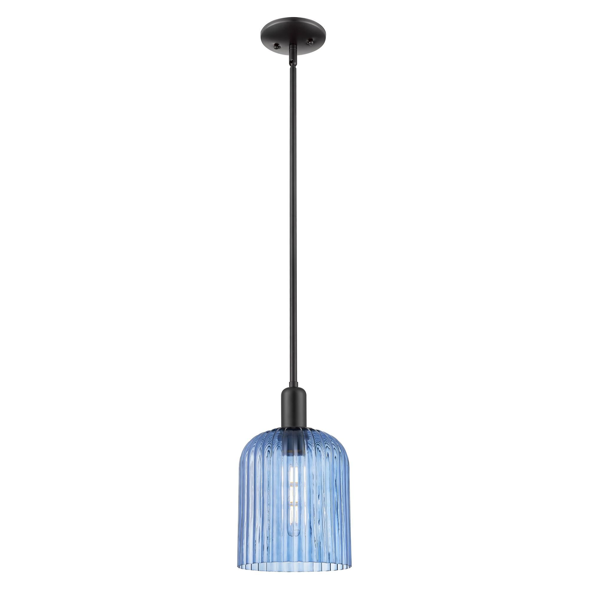 Shown in Matte Black finish and Blue glass
