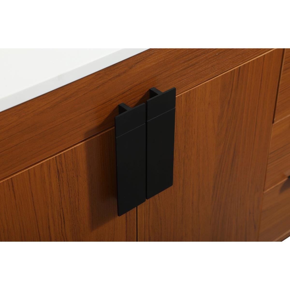 Shown in Teak finish and With Backsplash accent