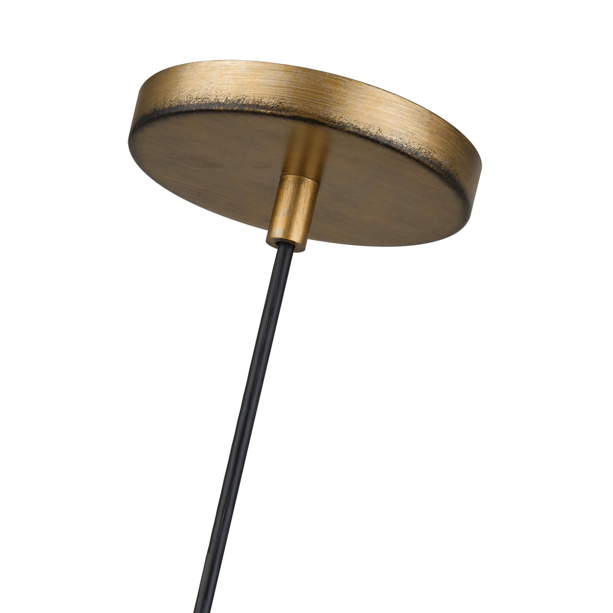 Shown in Antique Gold Leaf finish and Hand-Woven Rustic Walnut Color Rattan shade