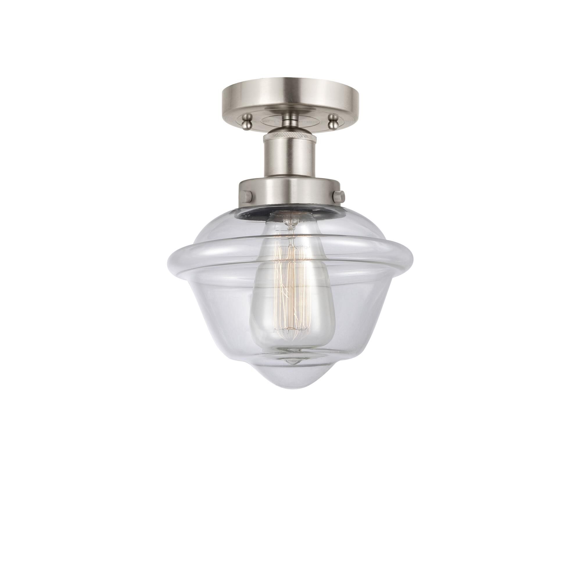 Shown in Brushed Satin Nickel, Clear finish and Clear glass and Clear Glass shade