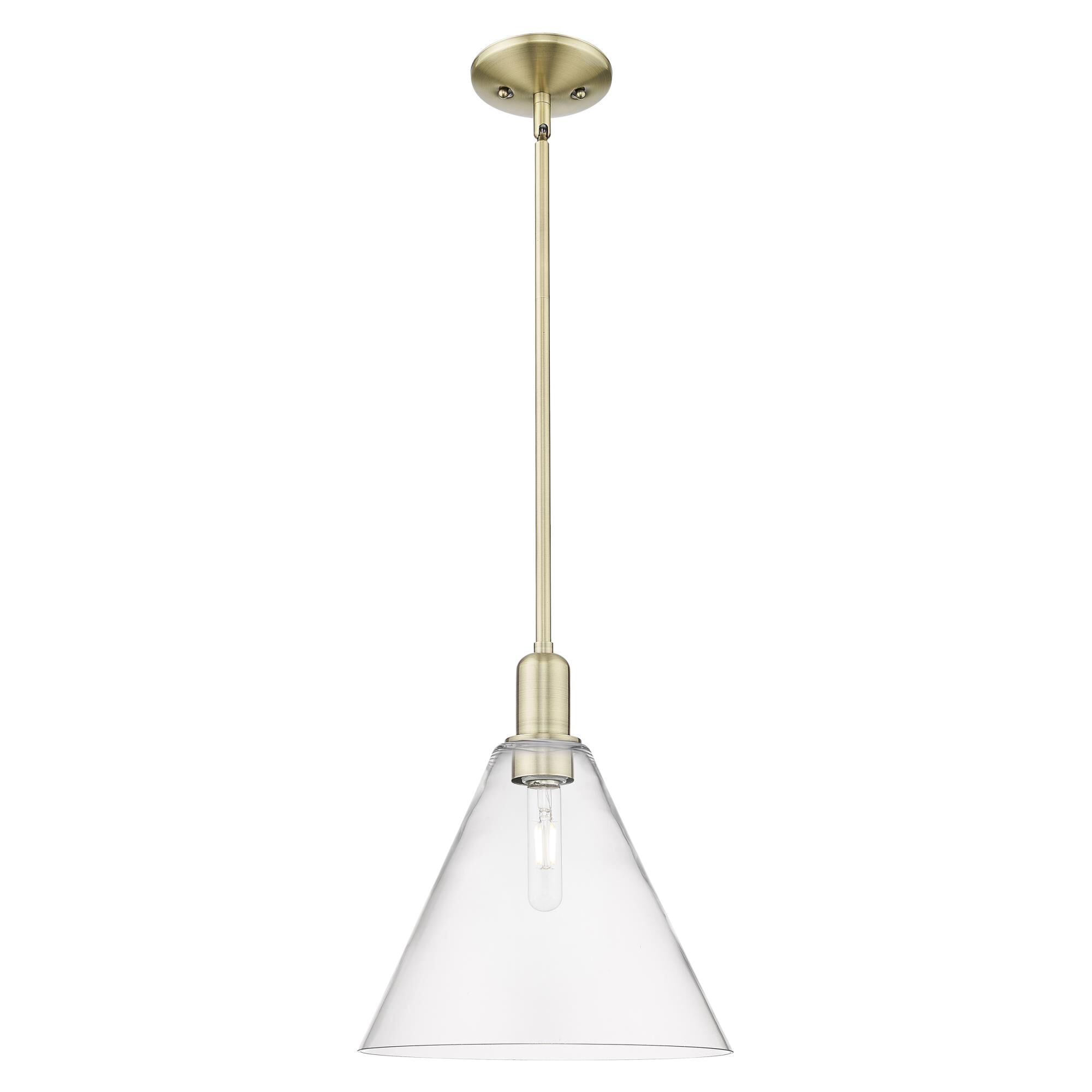 Shown in Antique Brass finish and Clear glass