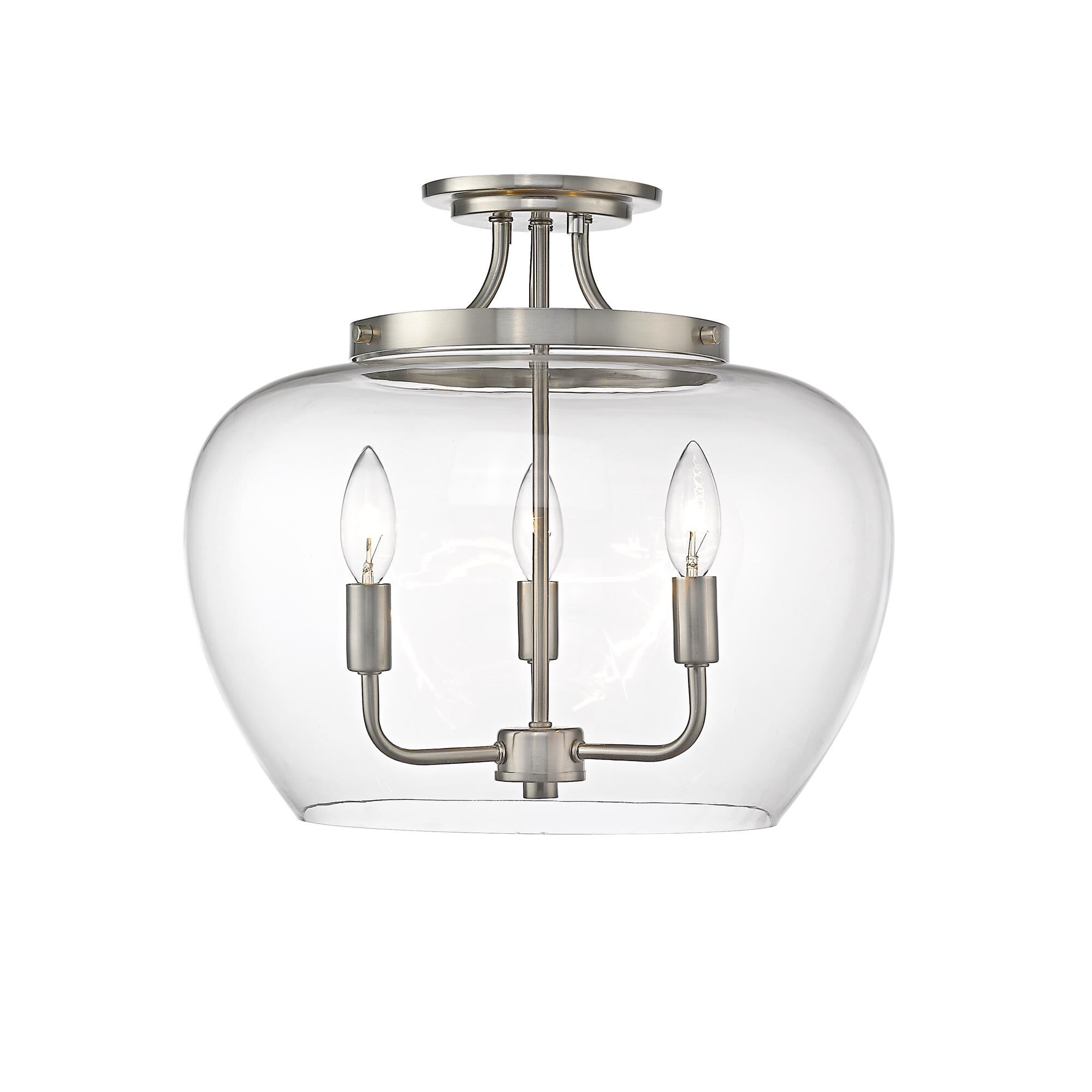 Shown in Brushed Nickel finish and Glass shade