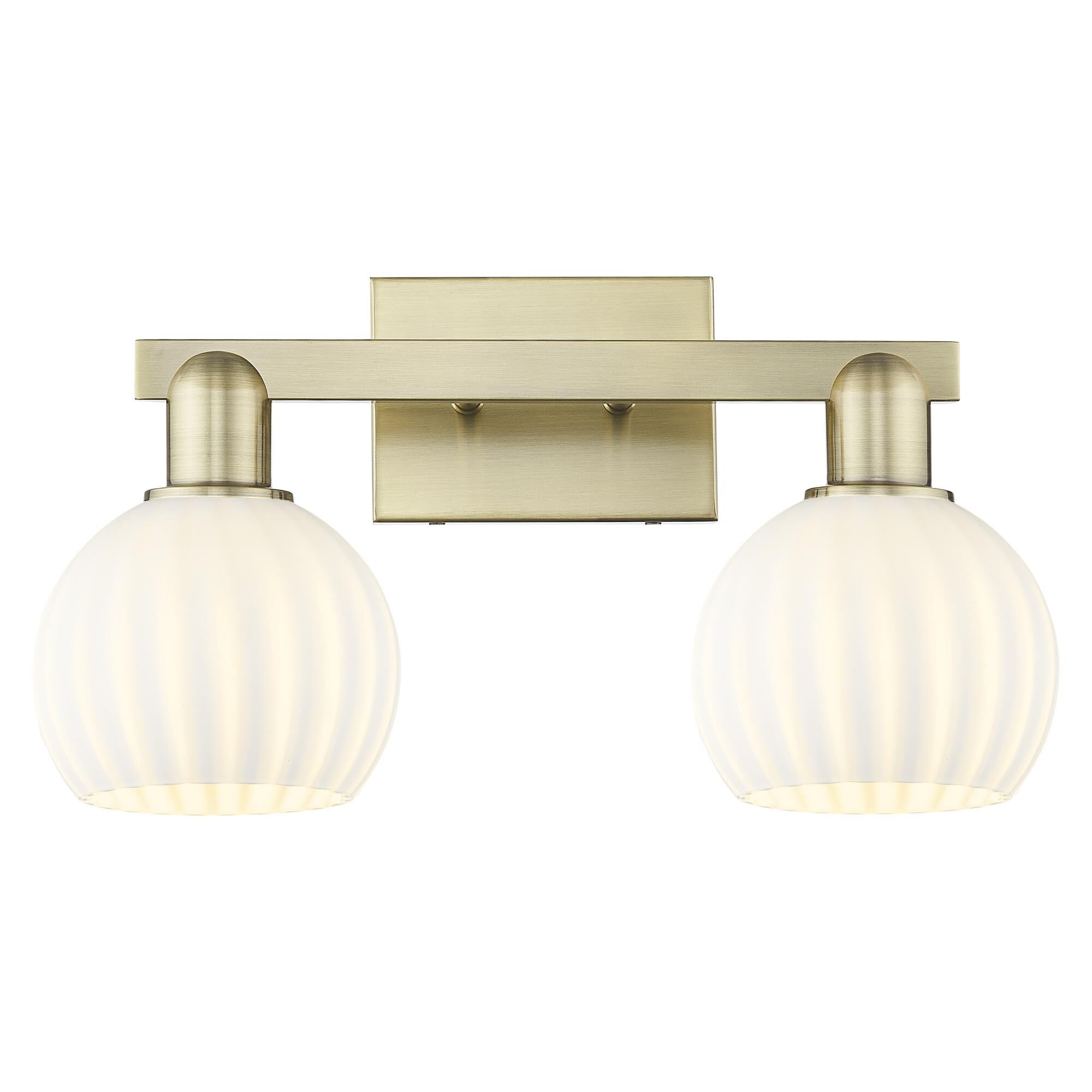 Shown in Antique Brass finish and White Venetian glass