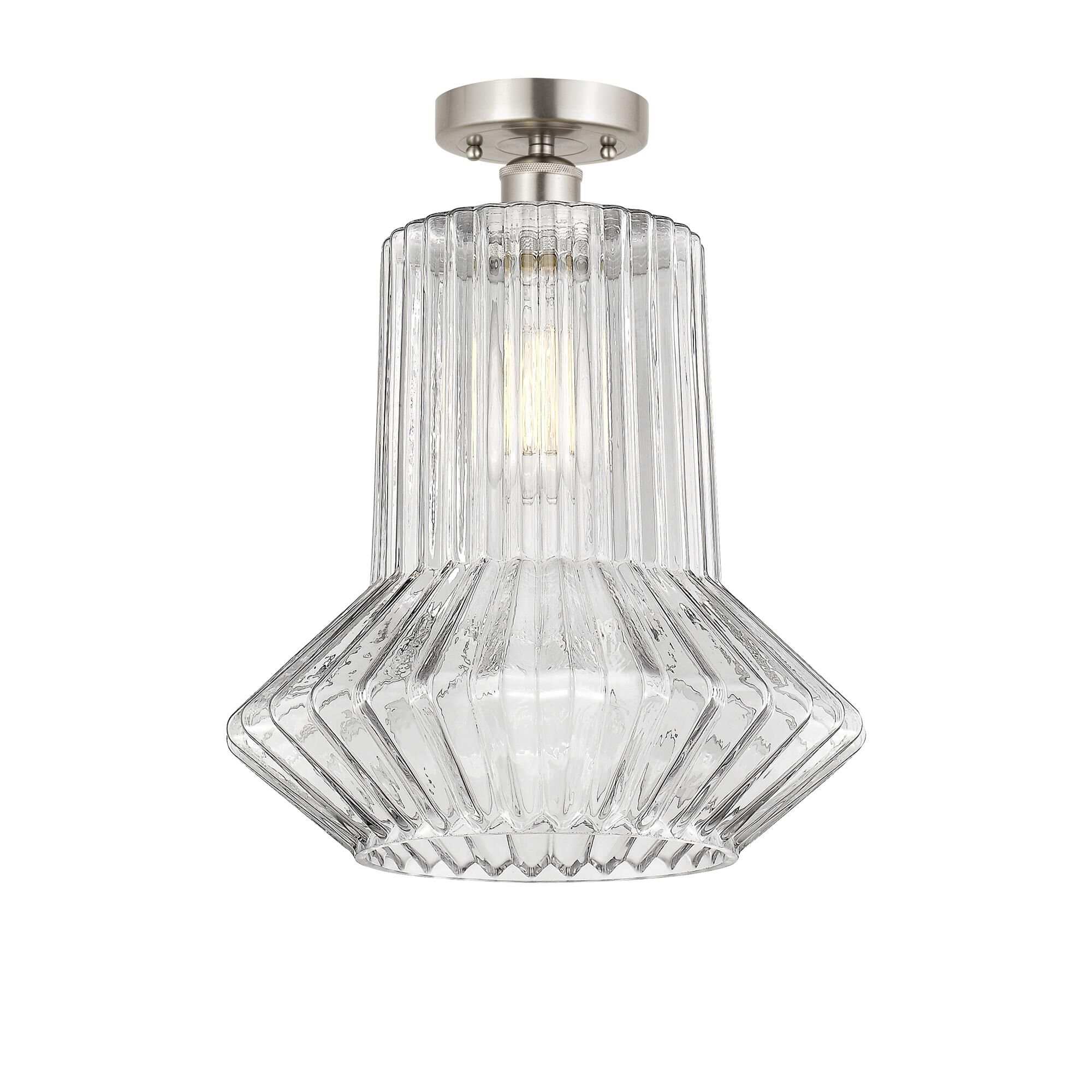 Shown in Brushed Satin Nickel, Clear Spiral Fluted finish and Clear Spiral Fluted glass and Clear Spiral Fluted Glass shade