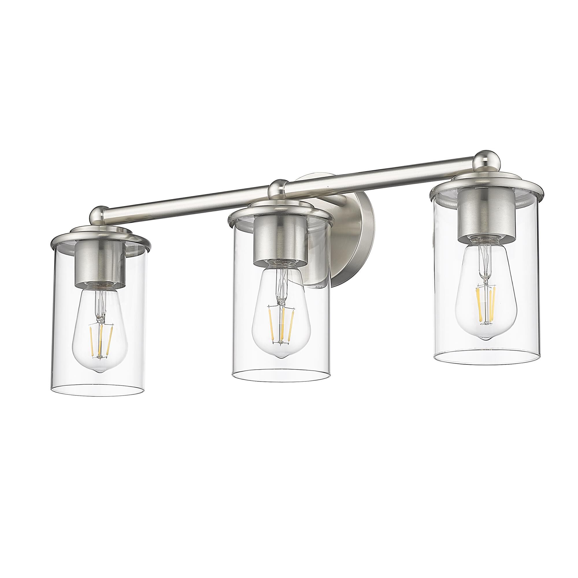 Shown in Brushed Nickel finish and Clear glass